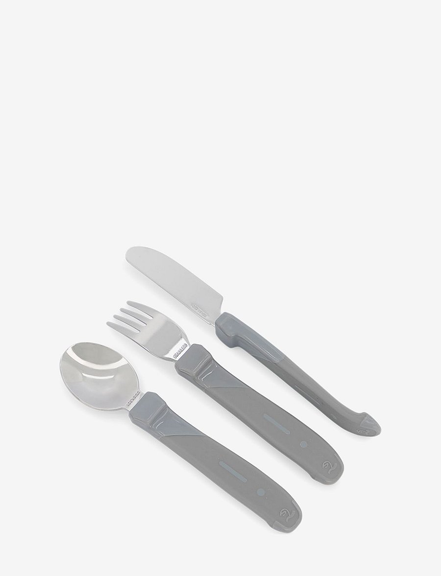 Twistshake - Twistshake Learn Cutlery Stainless Steel - indų komplektai - pastel grey - 2