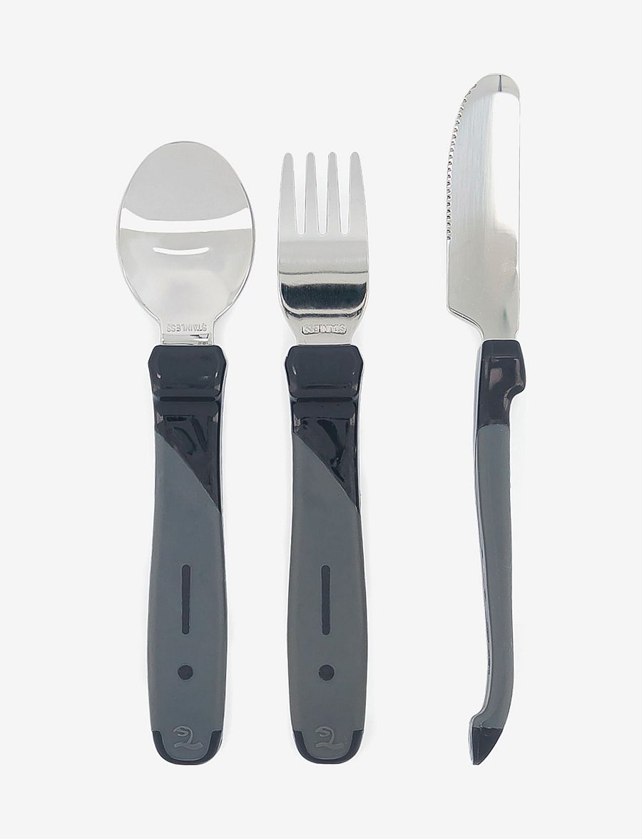 Twistshake - Twistshake Learn Cutlery Stainless Steel 12+m Black - essgeschirr - black - 1