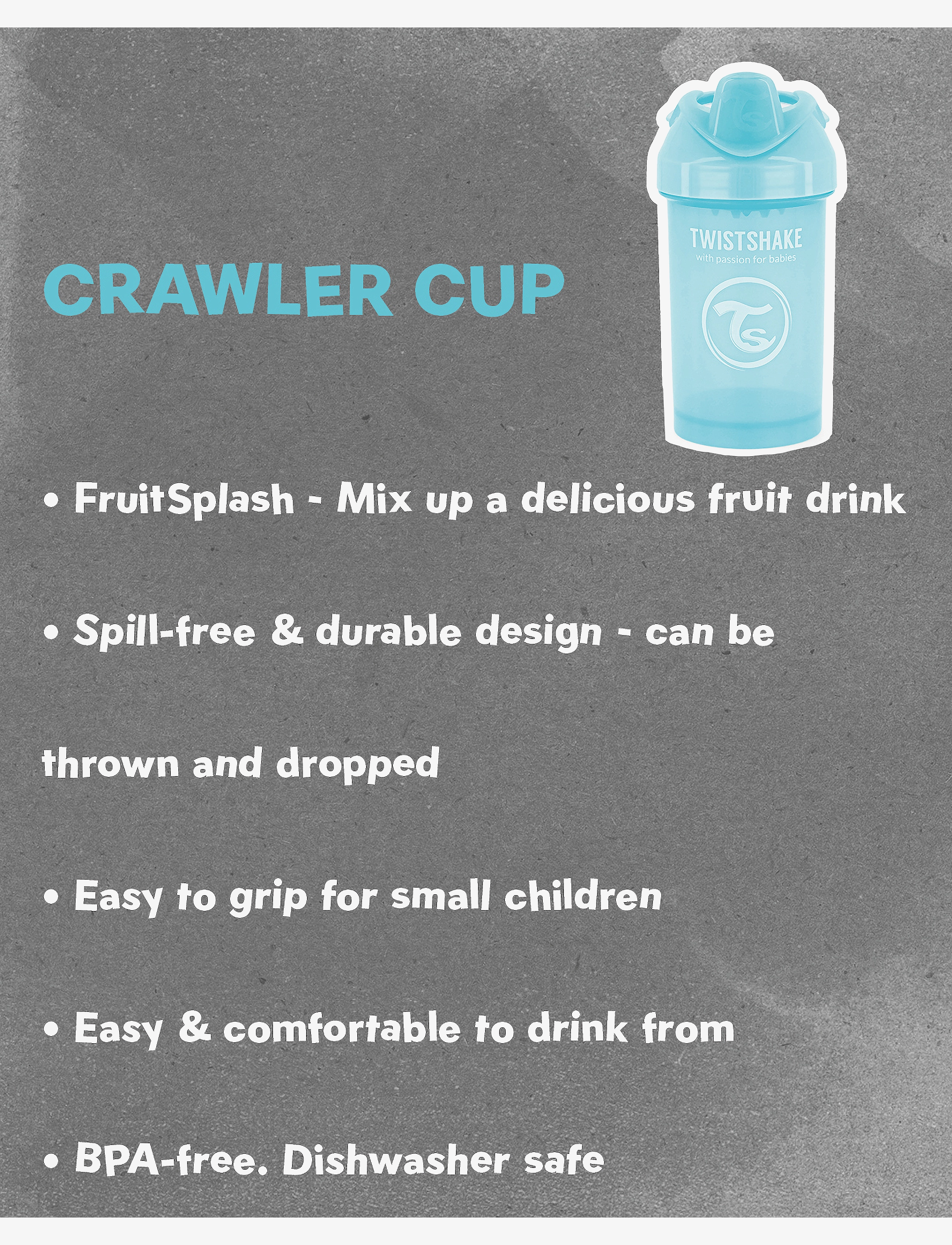 Twistshake - Twistshake Crawler Cup 300ml 8+m Pastel Grey - tudkopper - grey - 1