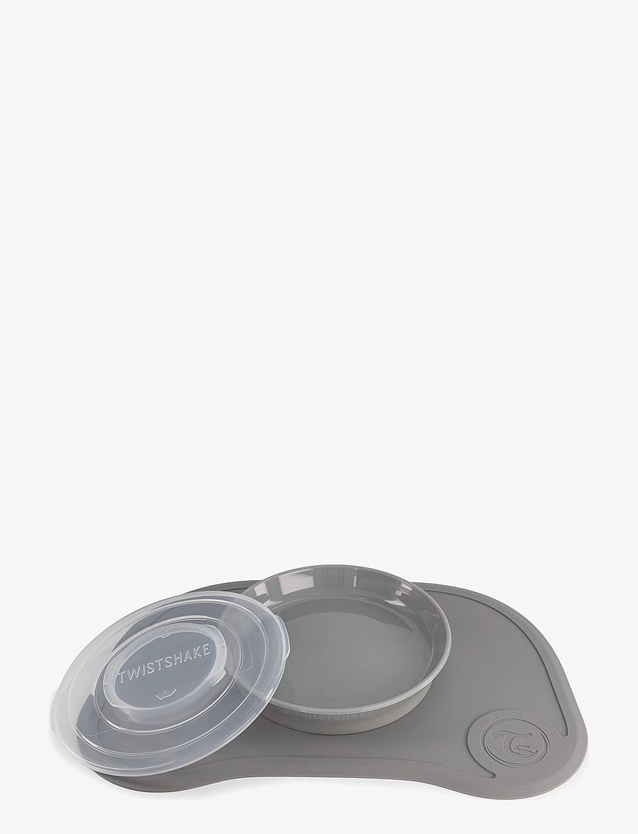 Twistshake - Click-mat mini + Plate - Õhtusöögikomplektid - pastel grey - 1