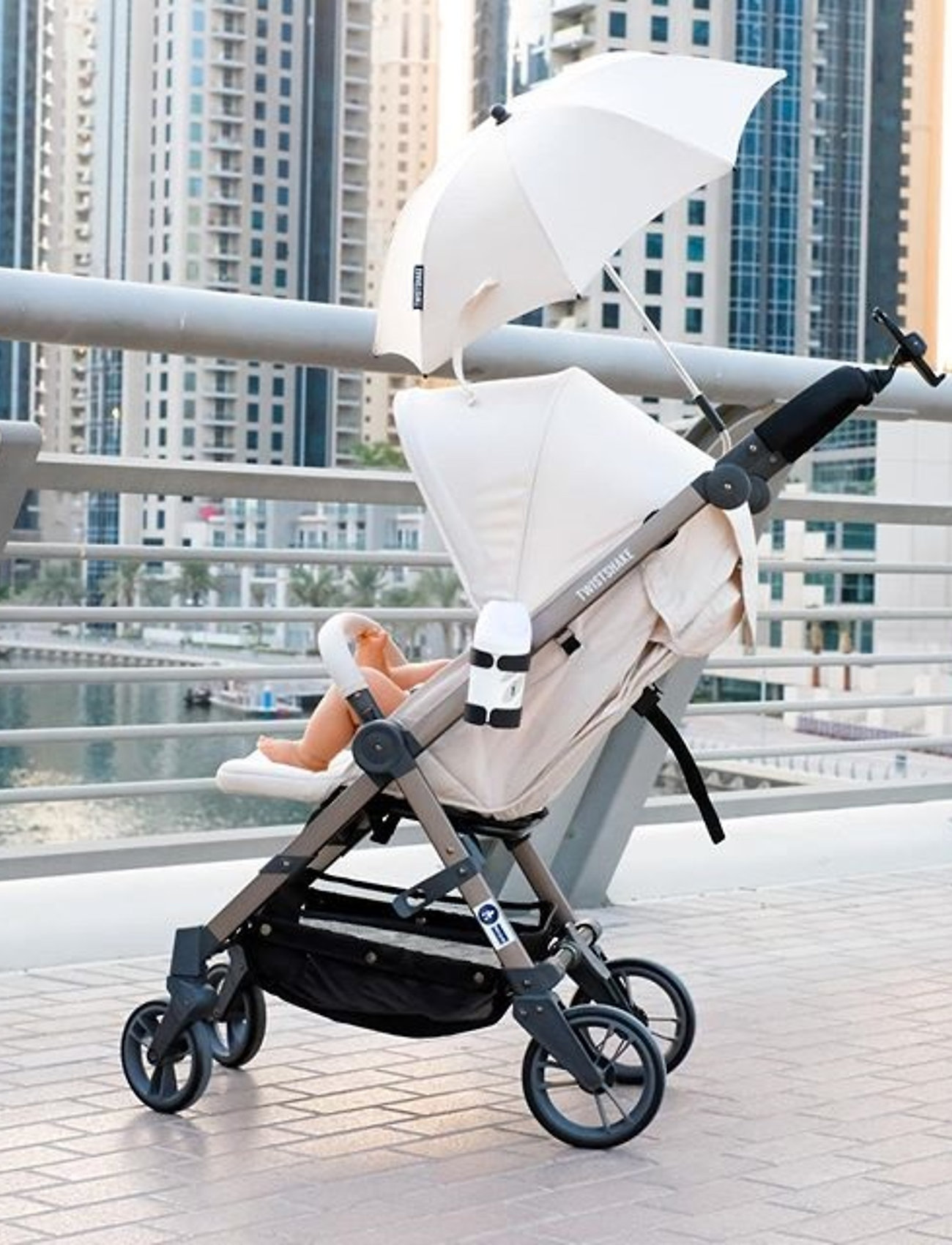 Twistshake Tour Umbrella Beige, One Size, Strollers & Accessories, Beige - Sun- Raincovers, Kinder