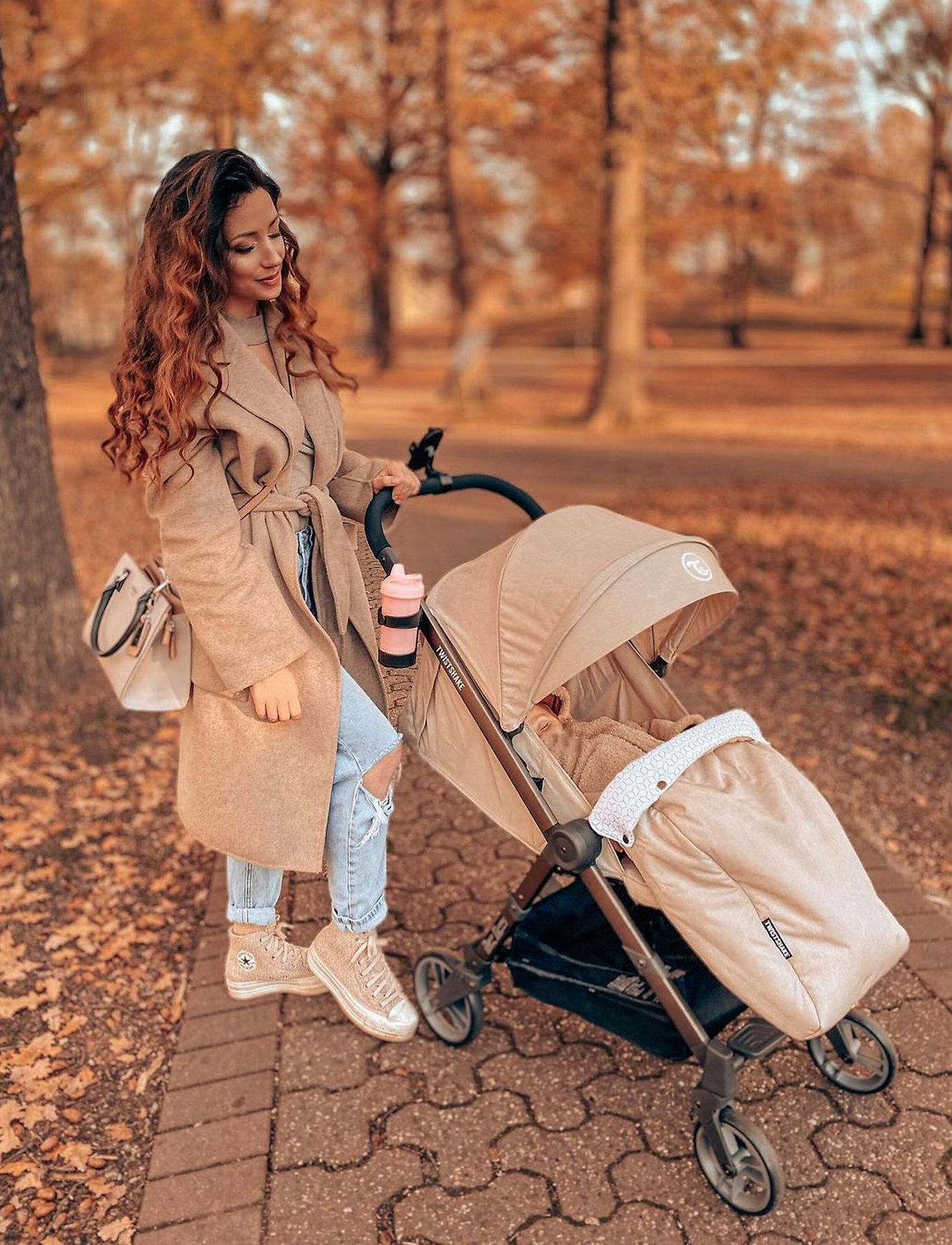 Twistshake - Twistshake Tour Seat Liner + Foot Muff Beige - vaunutarvikkeet - beige - 3