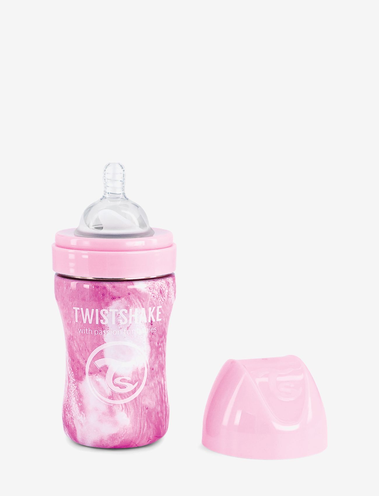 Twistshake Anti-Colic Stainless Steel 260Ml Marble Pink, Anti-Kolik Sutteflaske, Pink, Str: ONE SIZE