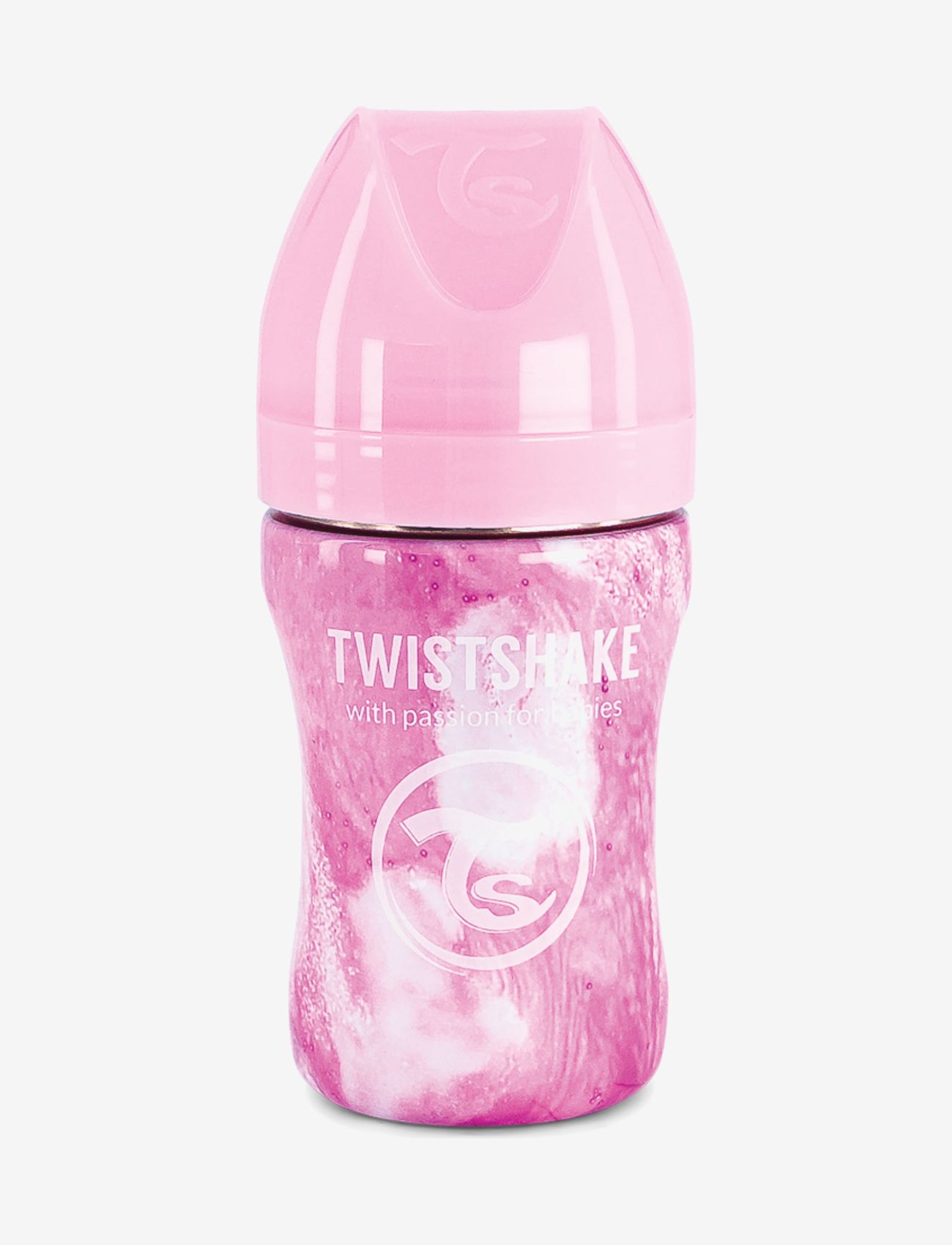 Twistshake - Twistshake Anti-Colic Stainless Steel 260ml Marble Pink - sutteflasker - pink - 1