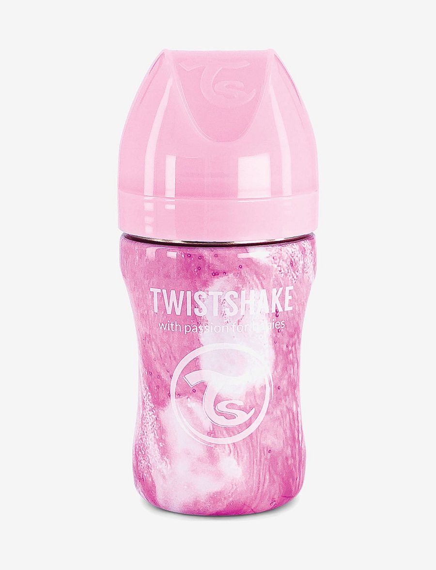 Twistshake - Twistshake Anti-Colic Stainless Steel 260ml Marble Pink - babyflaschen - pink - 1