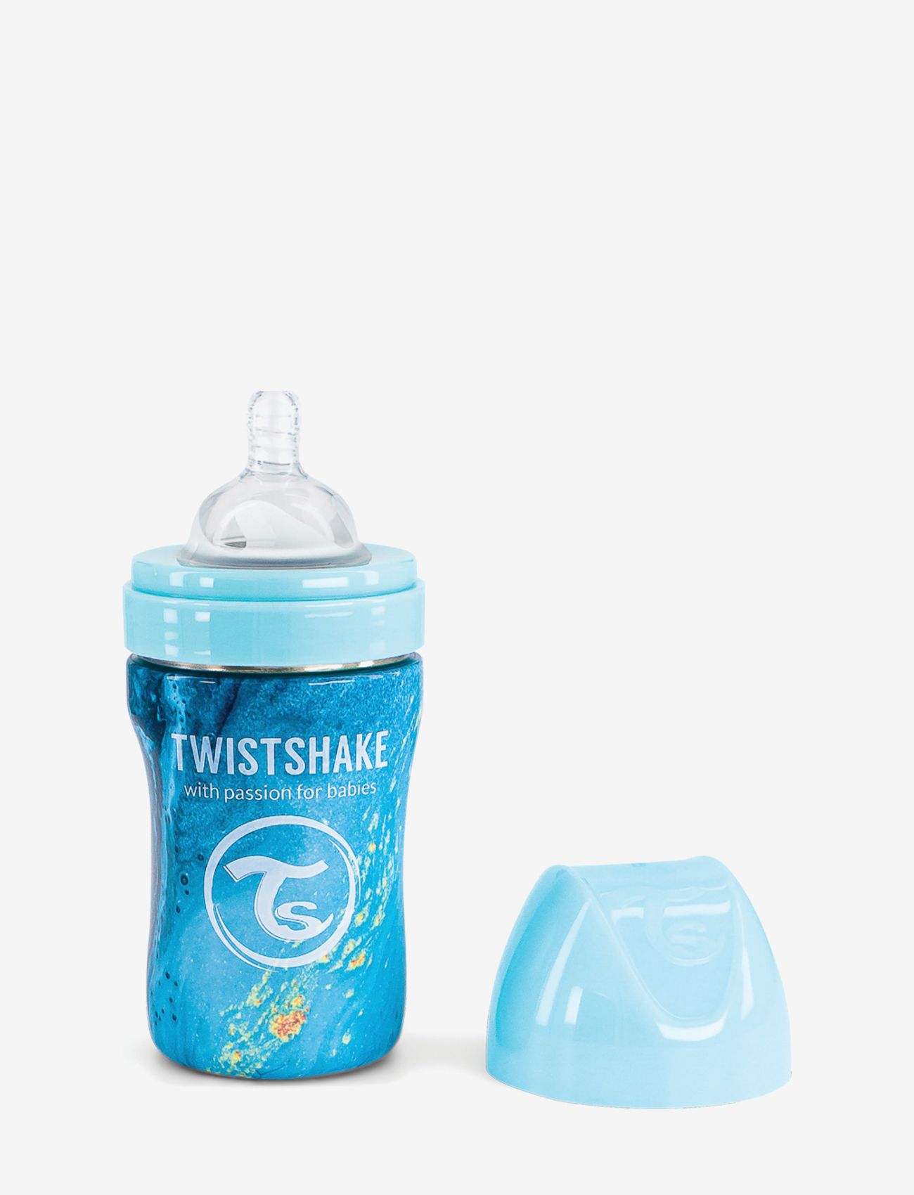 Twistshake Anti-Colic Stainless Steel 260Ml Marble Blue, One Size, Baby Bottles & Accessories, Blau - Bottles, Kinder