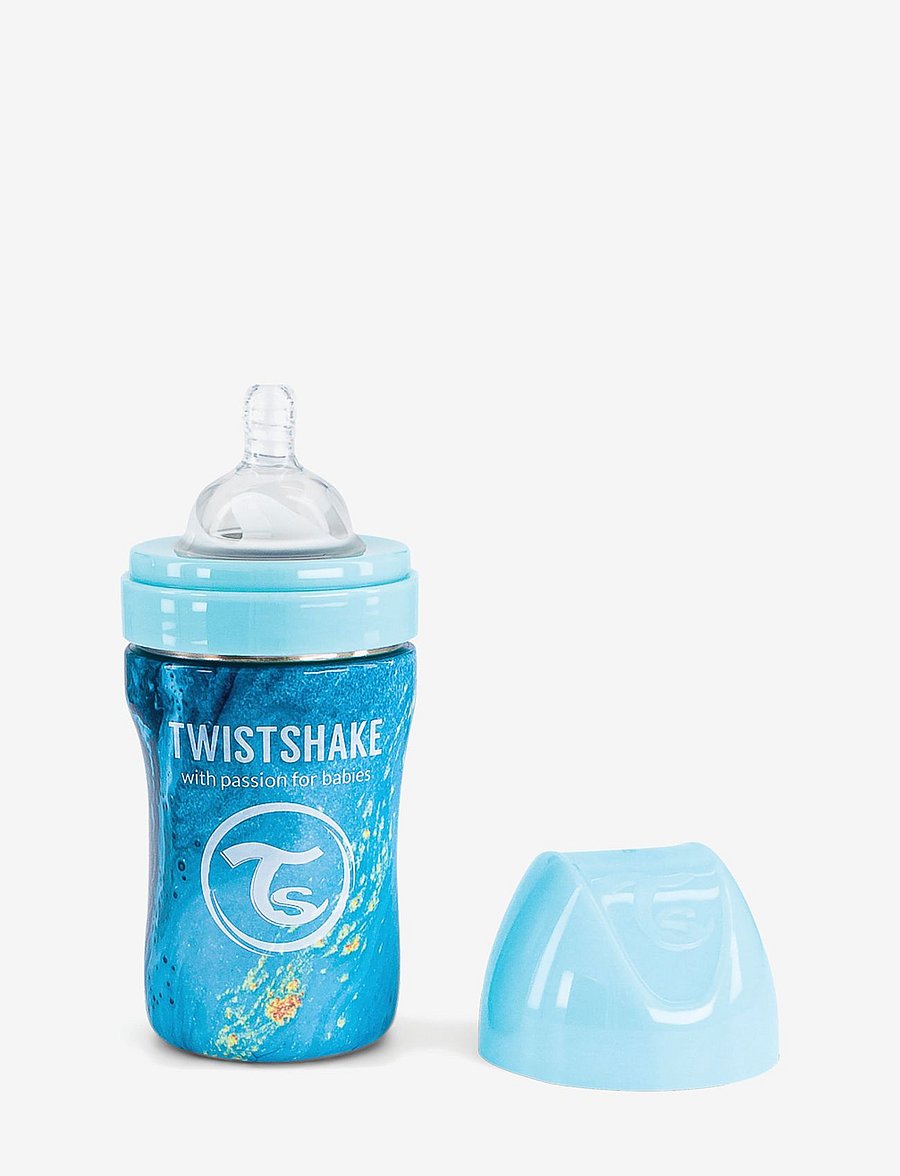 Twistshake - Twistshake Anti-Colic Stainless Steel 260ml Marble Blue - babyflaschen - blue - 0
