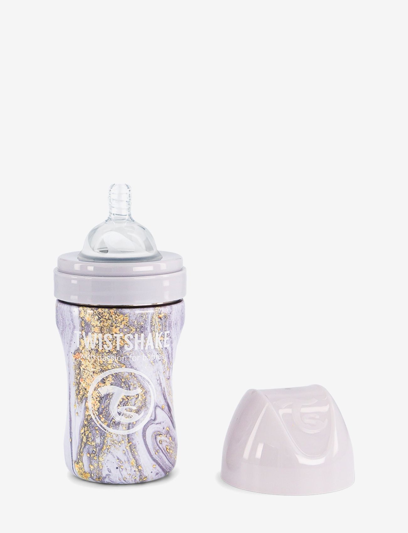 Twistshake - Twistshake Anti-Colic Stainless Steel 260ml Marble Grey - nappflaskor - grey - 0