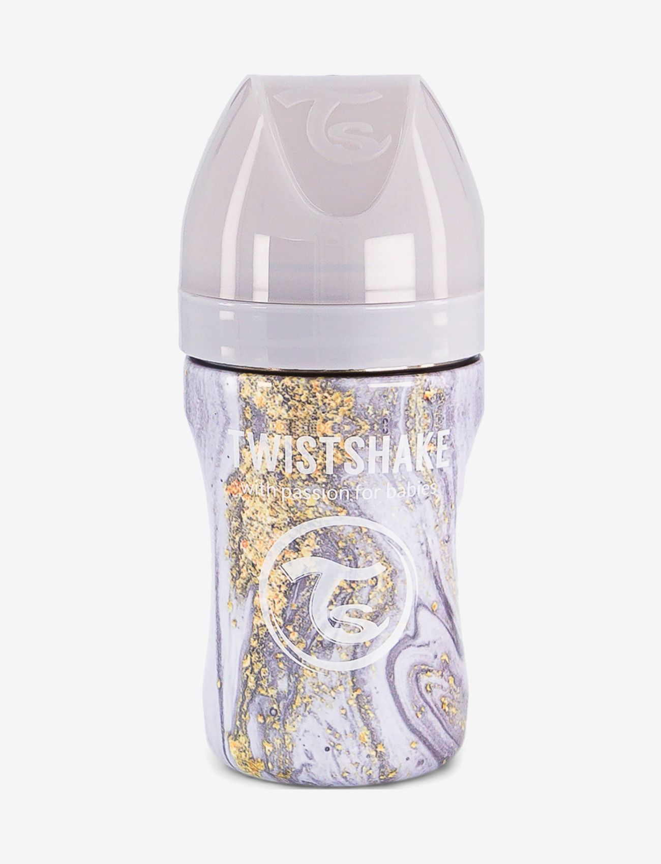 Twistshake - Twistshake Anti-Colic Stainless Steel 260ml Marble Grey - nappflaskor - grey - 1