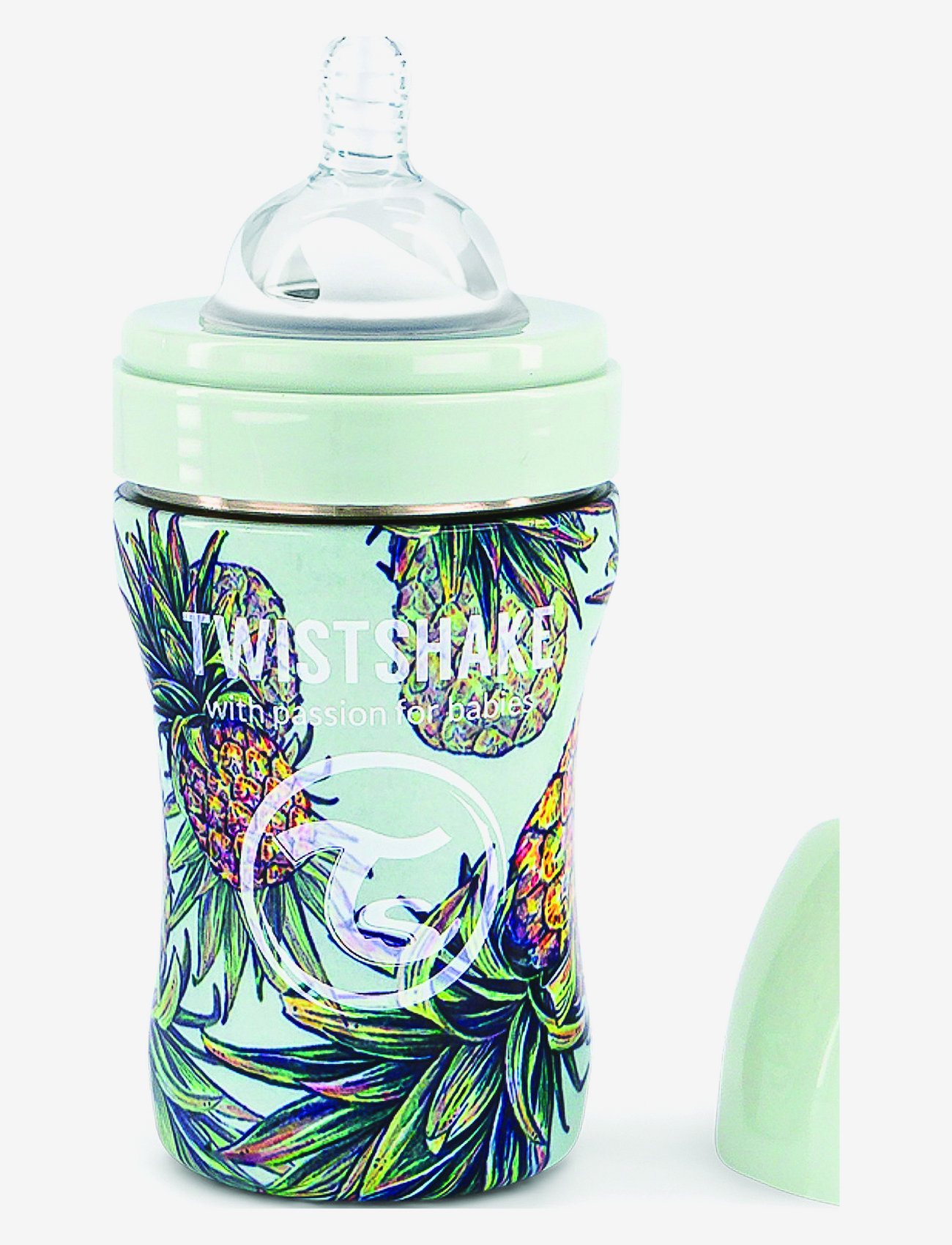 Twistshake - Twistshake Anti-Colic Stainless Steel 260ml Pineapple - sutteflasker - green - 1