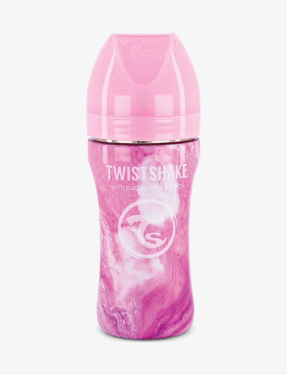 Twistshake - Twistshake Anti-Colic Stainless Steel 330ml Marble Pink - babyflaschen - pink - 0