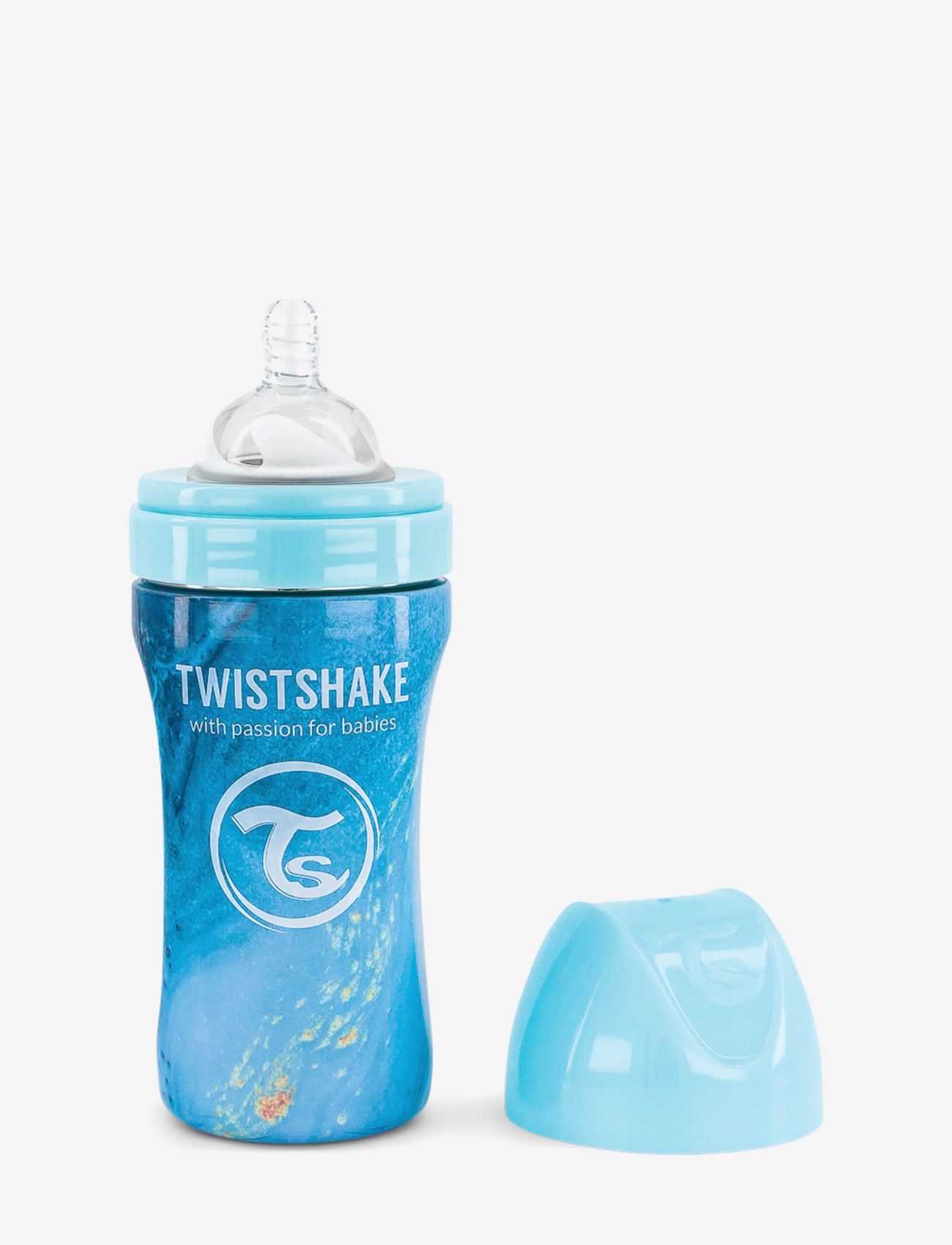 Twistshake - Twistshake Anti-Colic Stainless Steel 330ml Marble Blue - babyflaschen - blue - 0