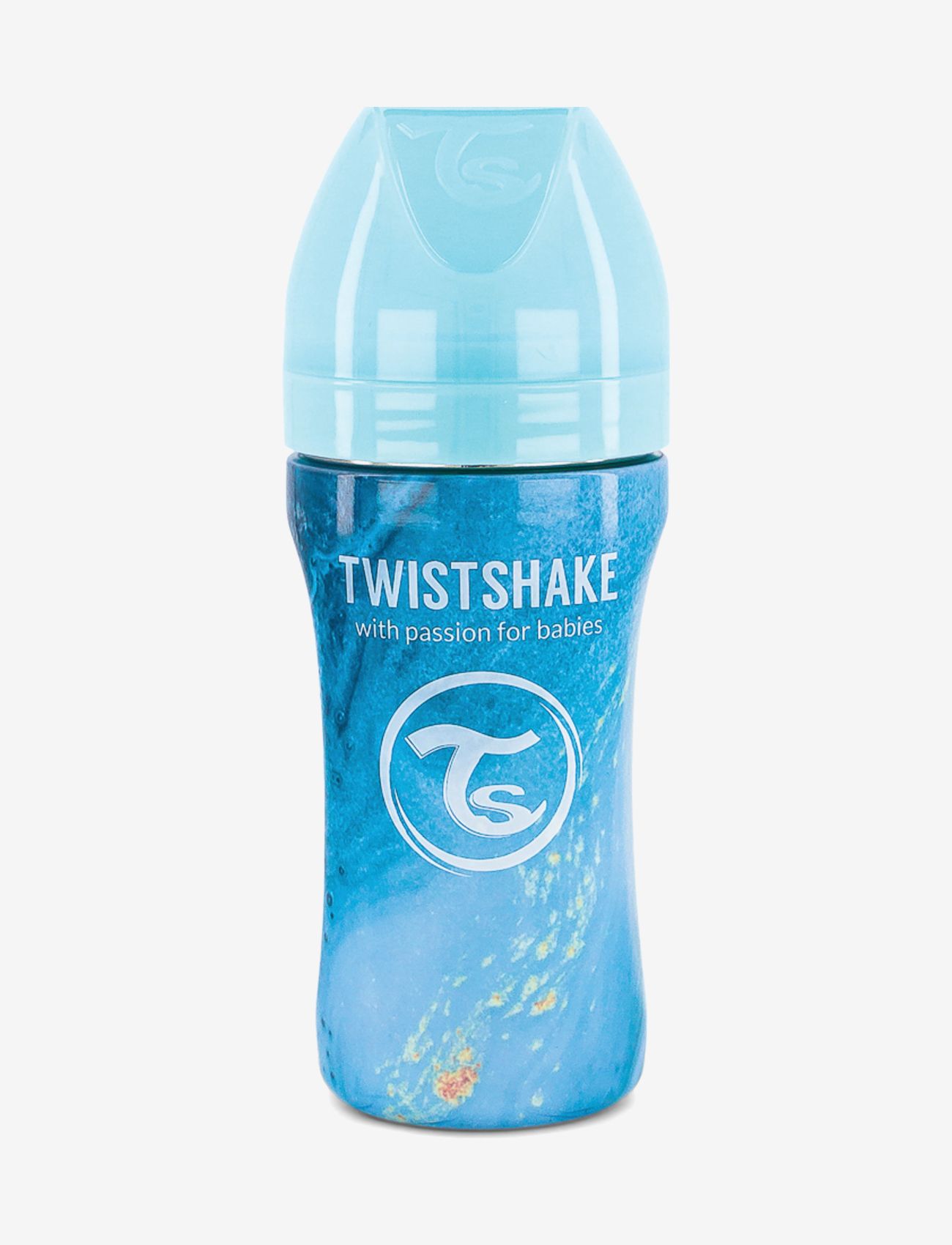 Twistshake - Twistshake Anti-Colic Stainless Steel 330ml Marble Blue - sutteflasker - blue - 1