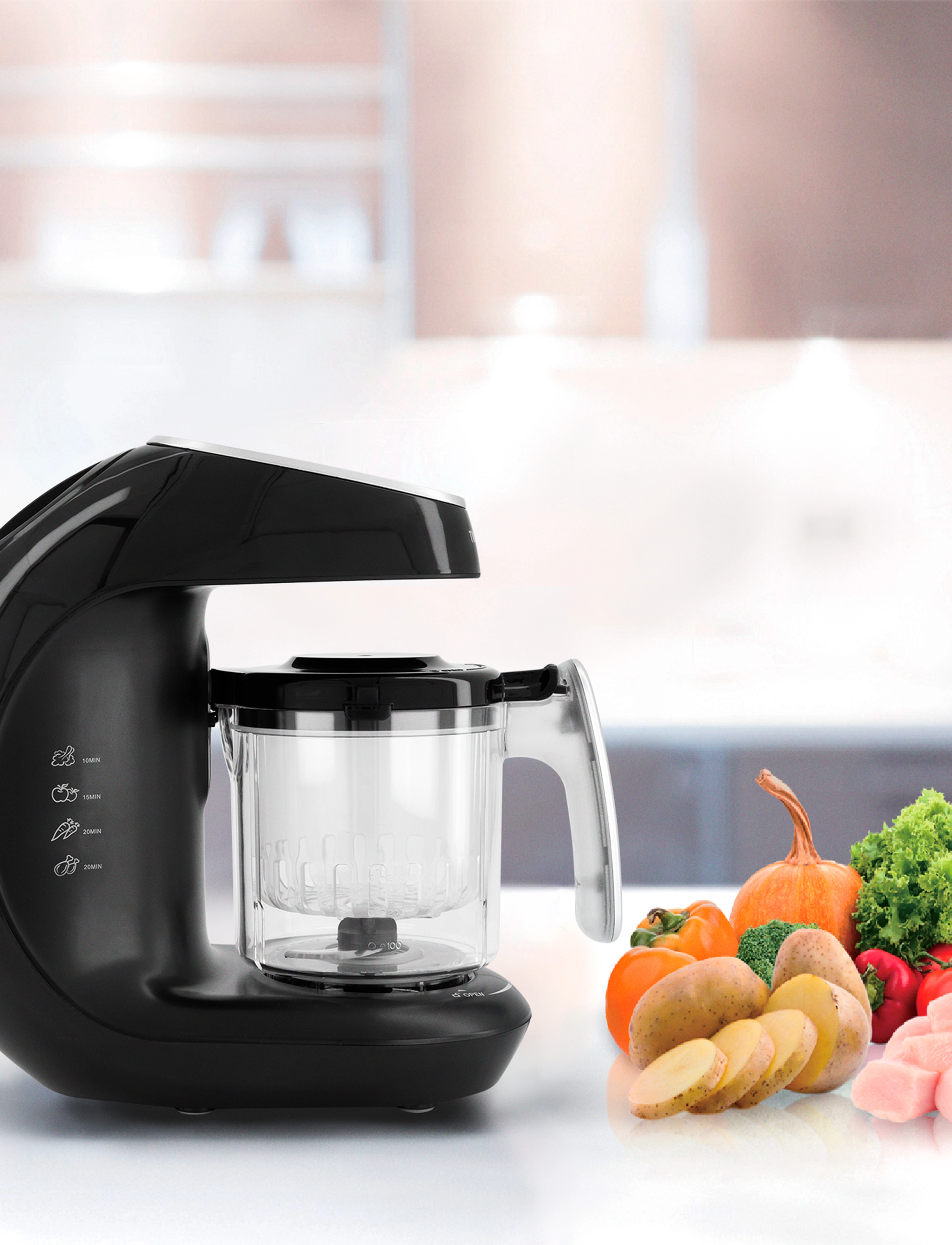 Twistshake 6In1 Baby Food Processor Black V2, Børn, 6-i-1 Babymadprocessor, Sort, Str: ONE SIZE