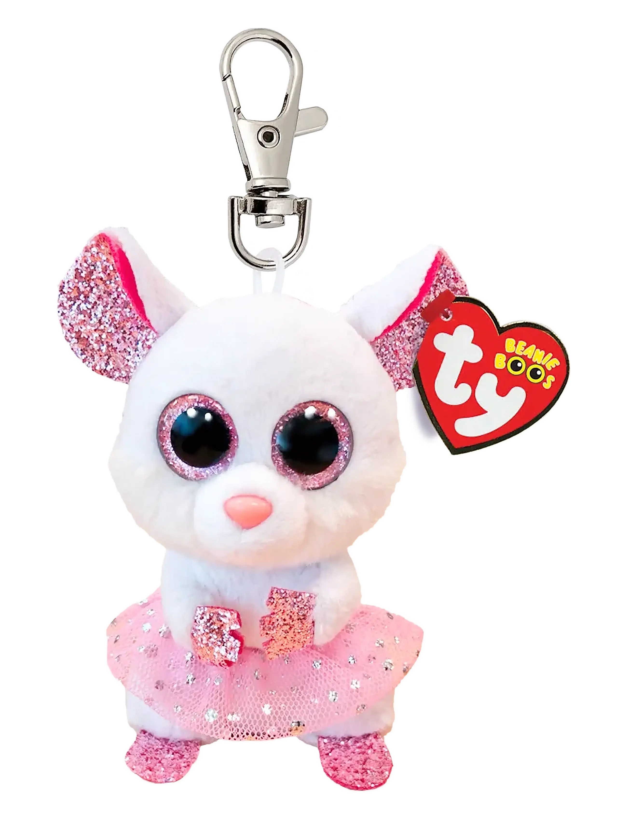 TY Nina Mouse Ballerina White Clip, 9 cm, Soft Spielzeug, Mehrfarbig/gemustert - Stuffed Animals, Kinder