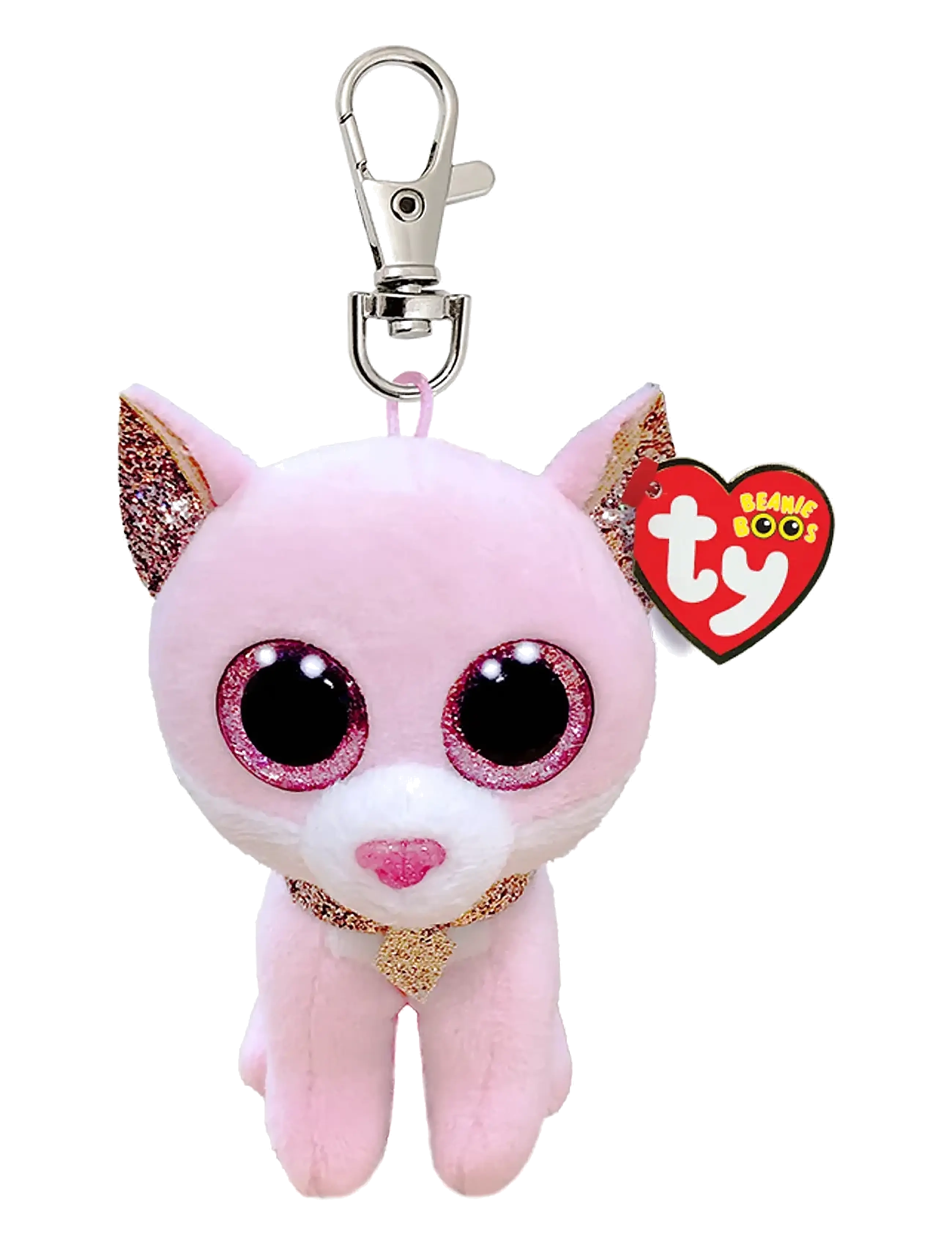 TY Fiona Cat Pink Clip, 9 cm, Soft Spielzeug, Mehrfarbig/gemustert - Stuffed Animals, Kinder
