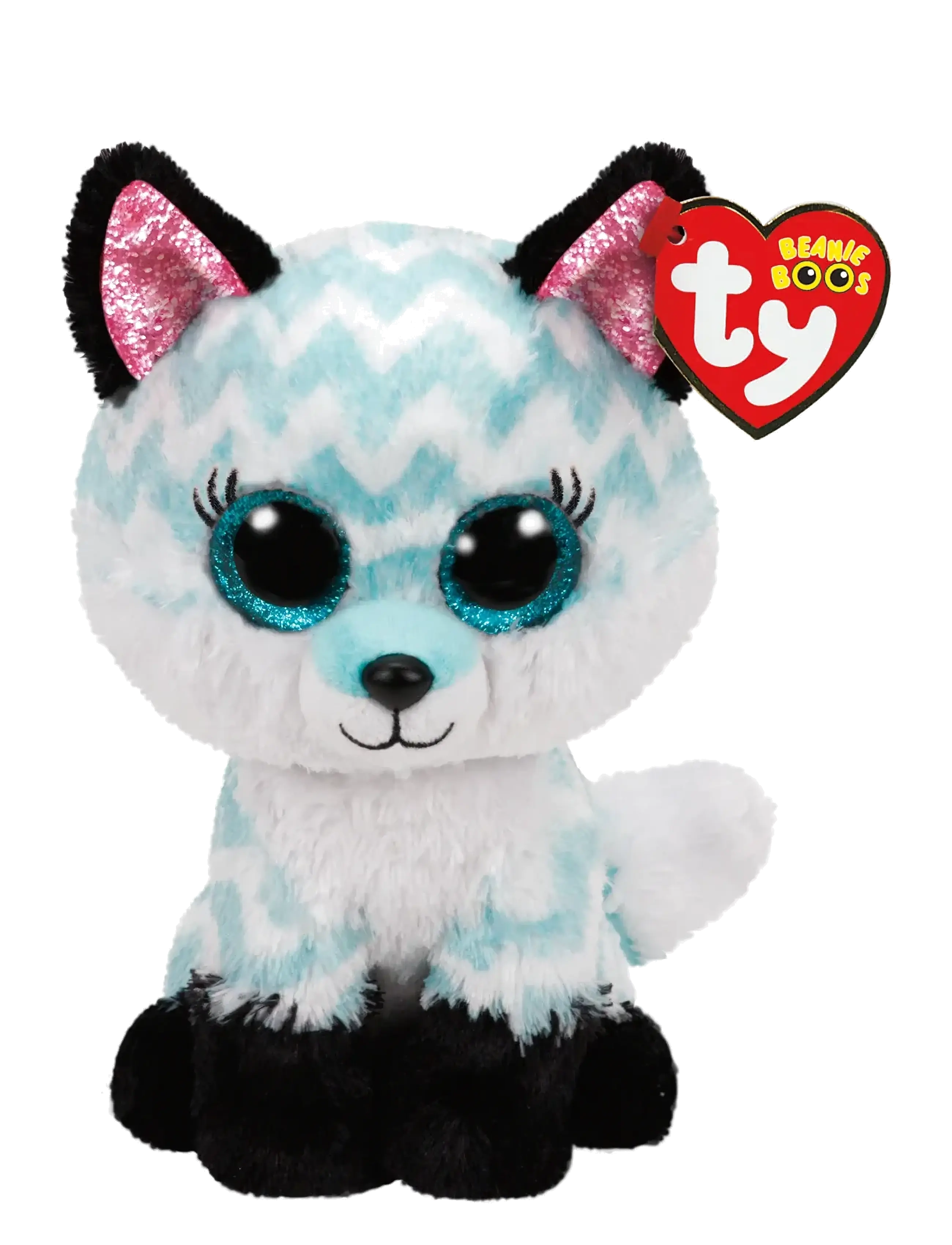 TY Atlas Fox Aqua Chevron - Boos - Reg, 15.5 cm, Multi/patterned, Soft Legetøj > Stuffed Animals, Børn