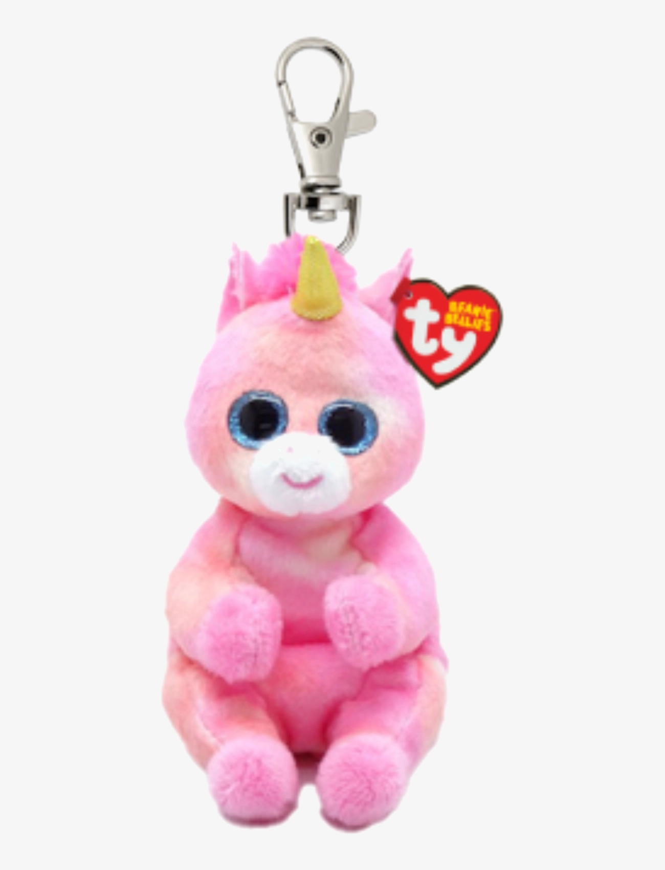 TY Skylar Unicorn Pink Belly Clip, 9.5 cm, Accessories, Mehrfarbig/gemustert - Key Chains, Kinder