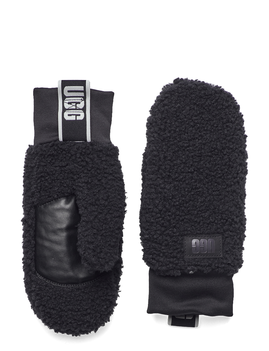 UGG - UGGfluff Mitten With Logo Tape - tumvantar - black - 0