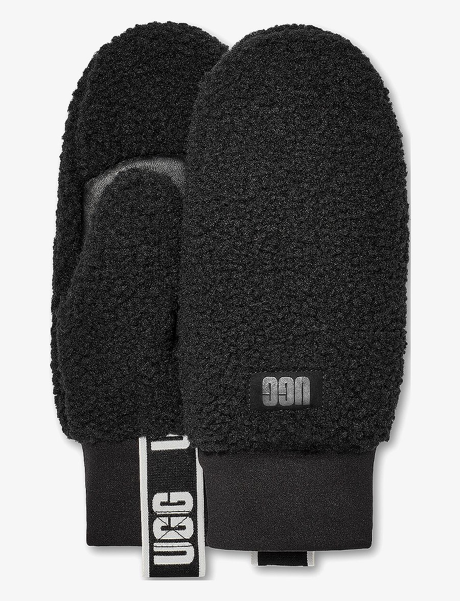 UGG - UGGfluff Mitten With Logo Tape - tumvantar - black - 1
