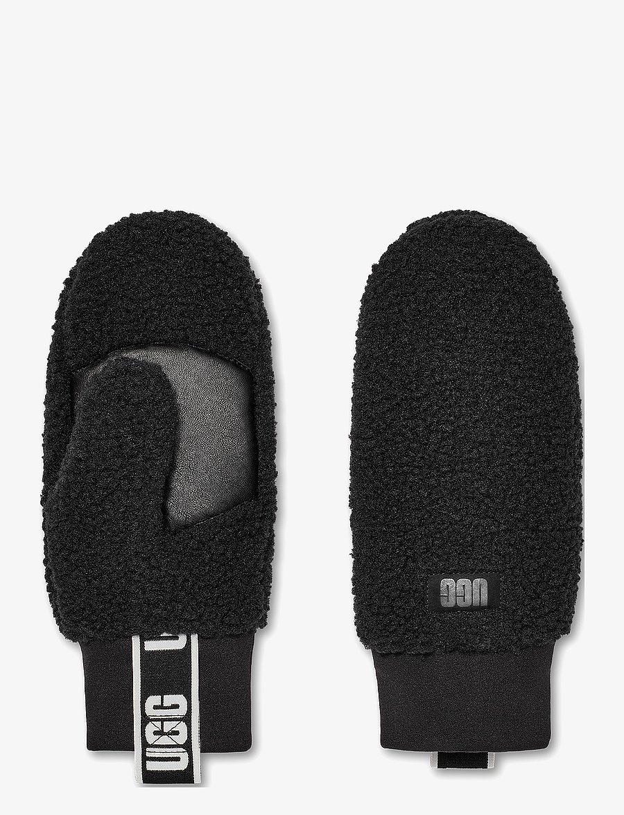 UGG - UGGfluff Mitten With Logo Tape - tumvantar - black - 2