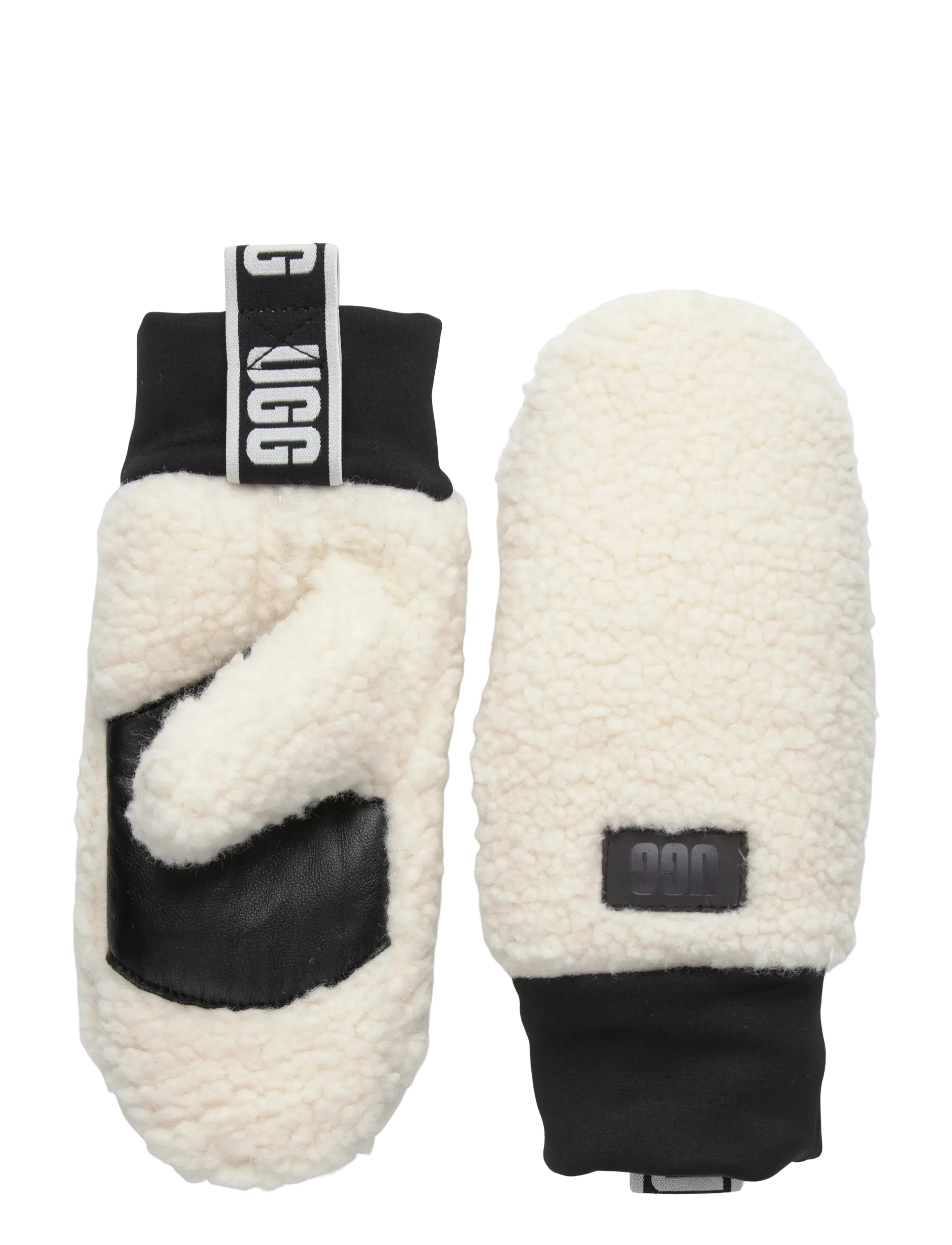 UGG fluff Mitten With Logo Tape, Kvinder, Fluffy Vante, Cream, Str: S/M