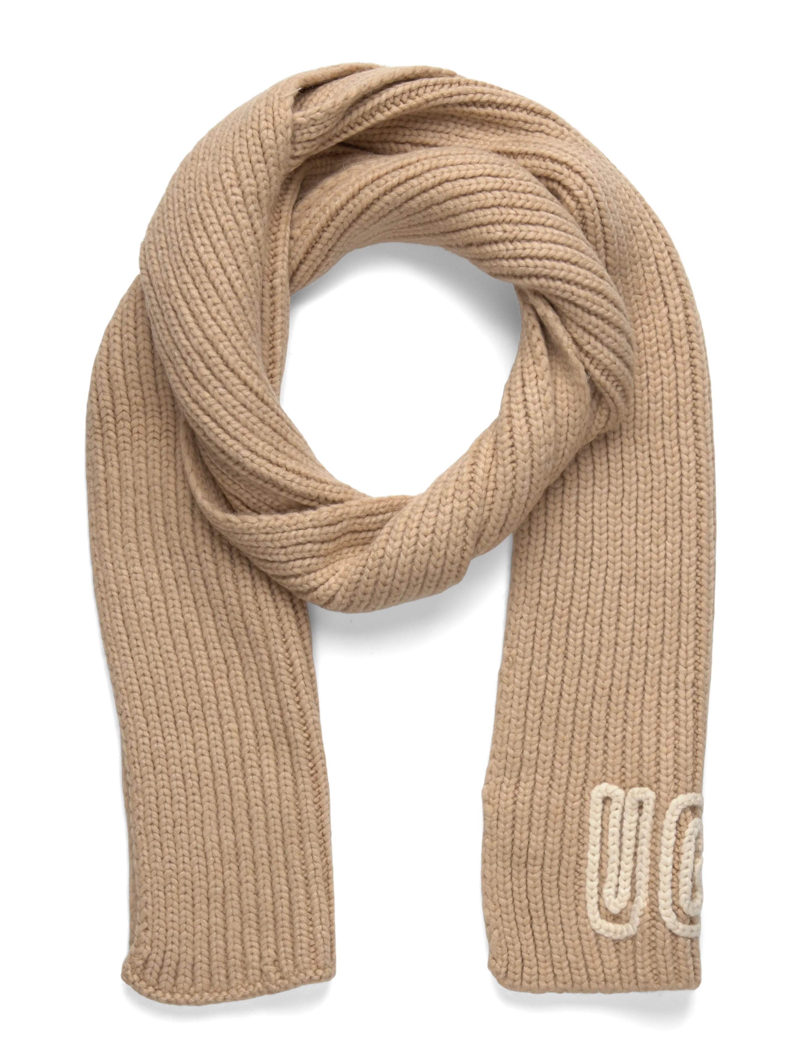 UGG Chunky Crafted Rib Scarf - Transitional Layering - WHITE PEPPER / beige