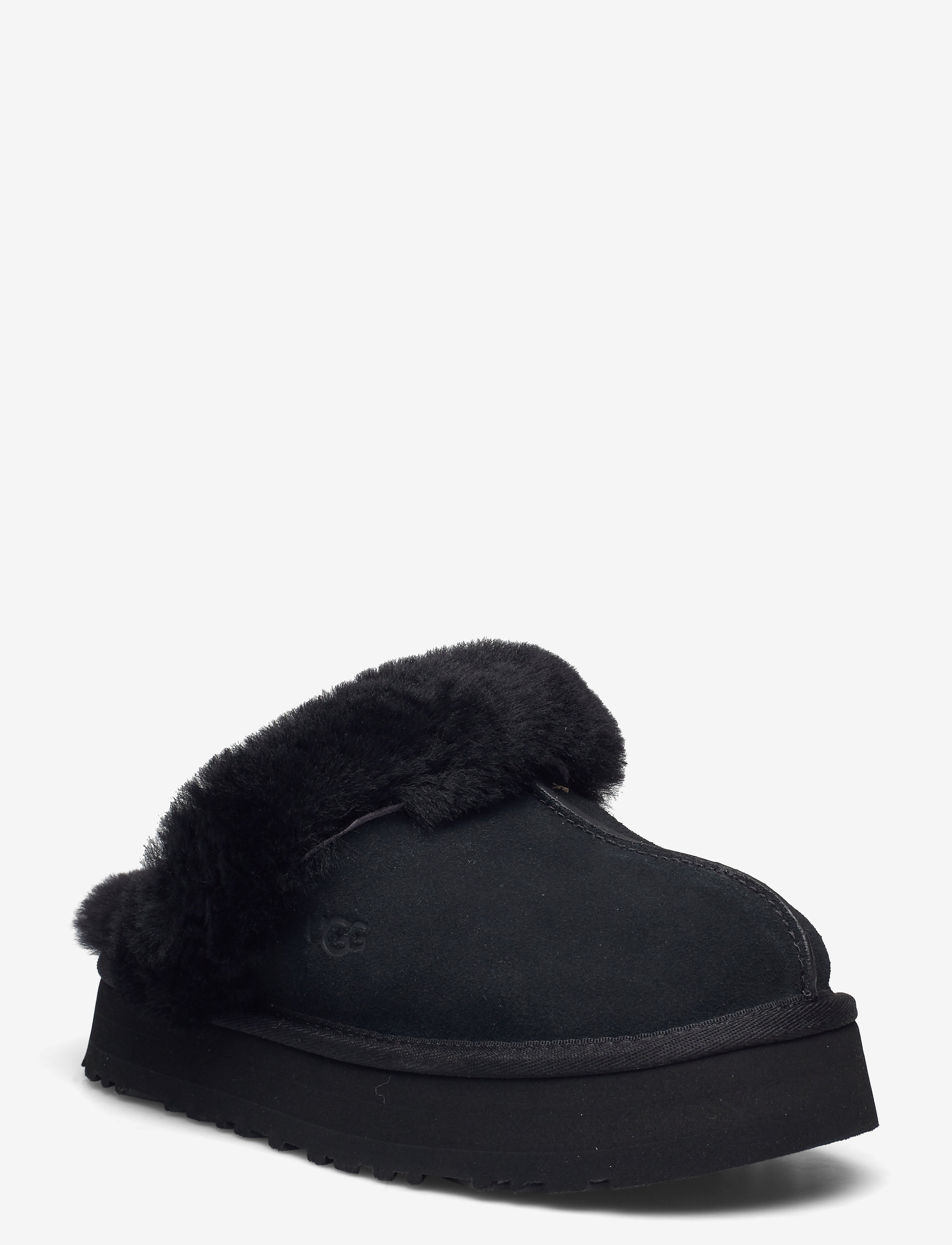 UGG W Disquette, Kvinder, Platå Pels Tøffel, Sort, Str: 36