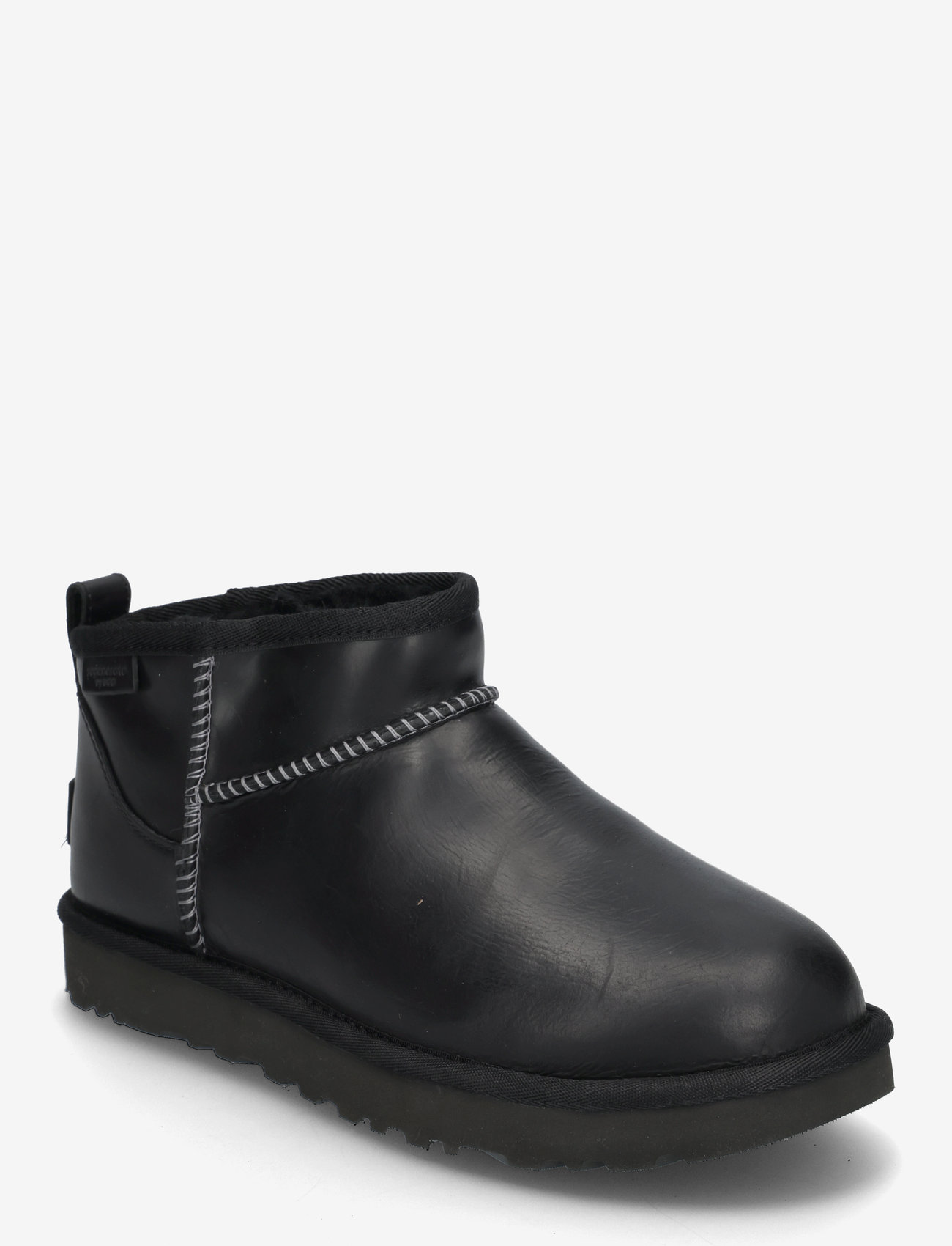 UGG - W Classic Ultra Mini LTHR Regen - bottines doublés teddy - black - 0