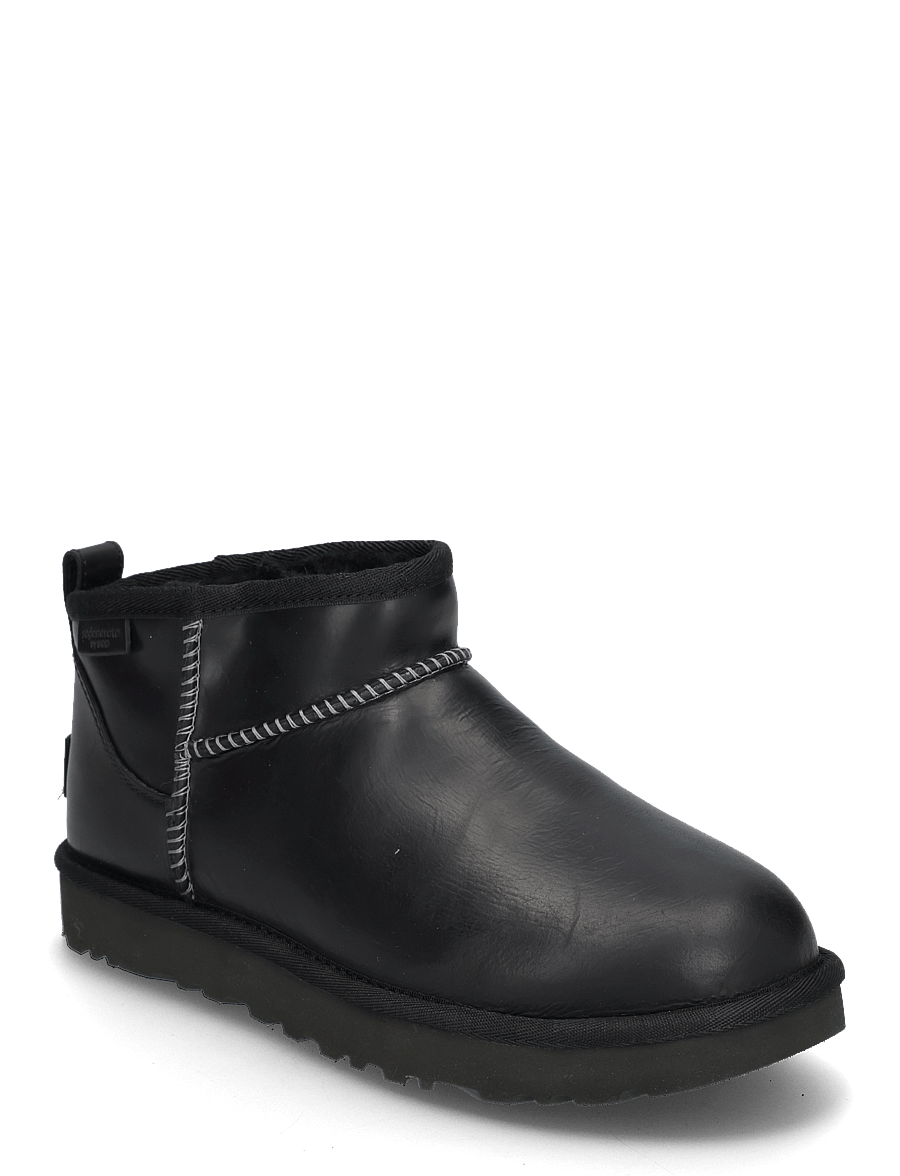 UGG - W Classic Ultra Mini LTHR Regen - teddy-stiefel - black - 0