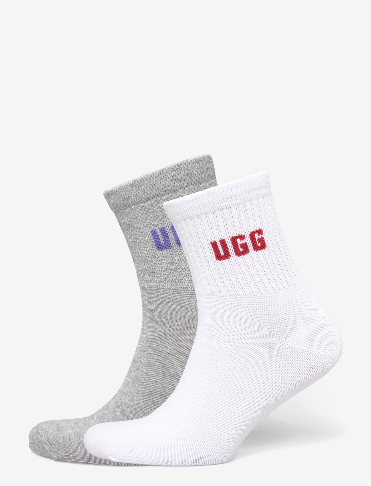 UGG - Quinlin Logo Quarter 2 Pack - almindelige strømper - red saffron / grey - 0