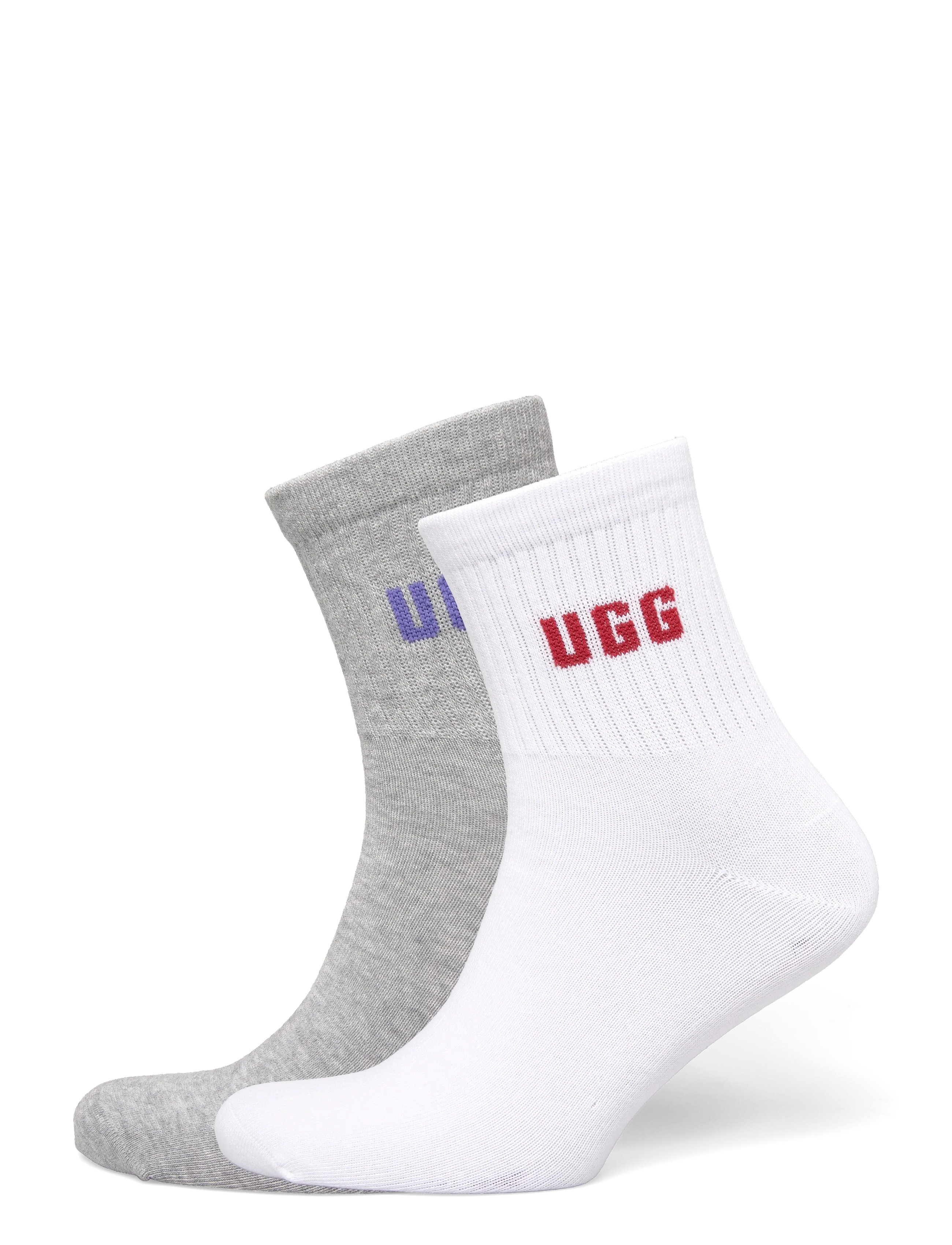 UGG Quinlin Logo Quarter 2 Pack - Socks - RED SAFFRON / GREY / white