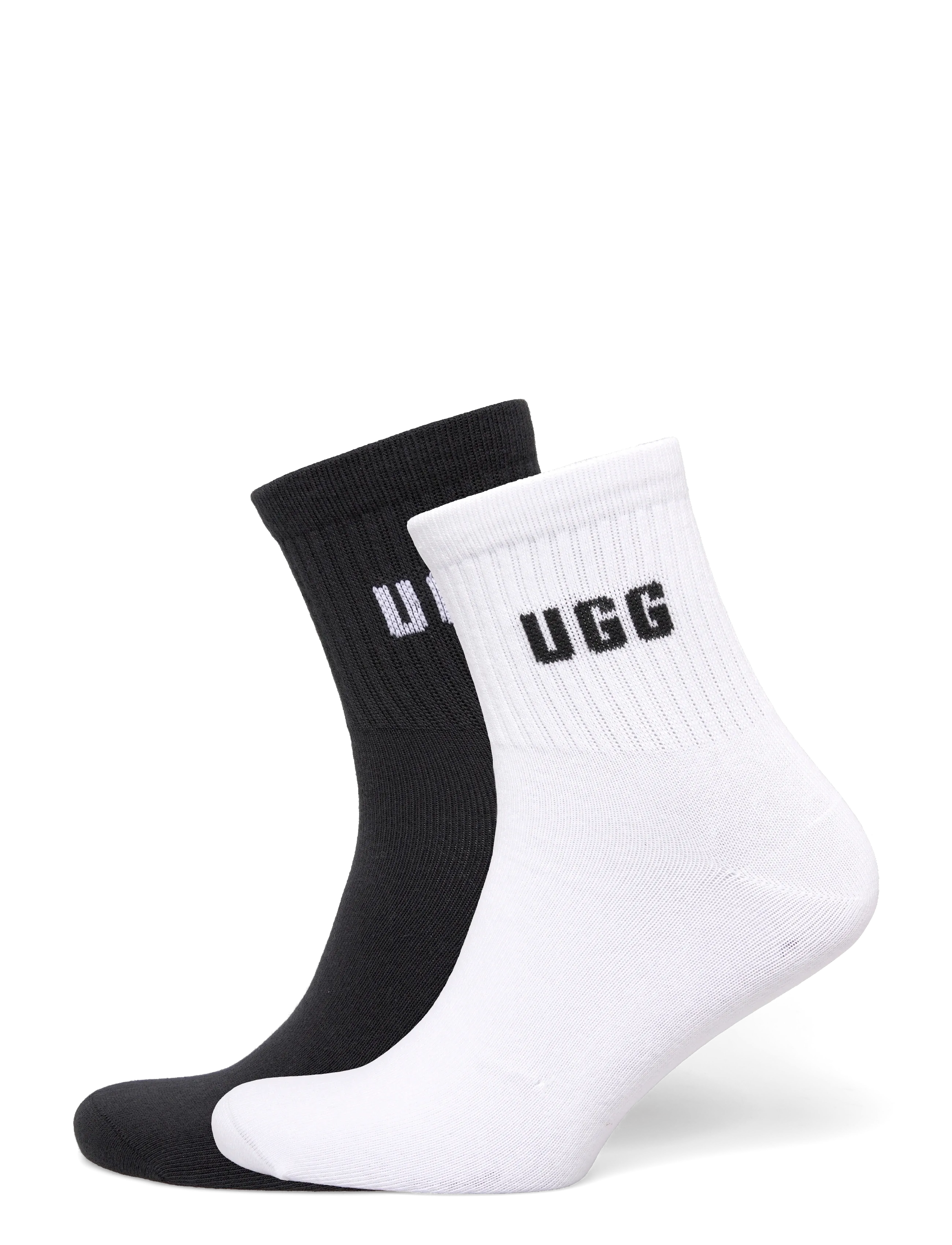 UGG Quinlin Logo Quarter 2 Pack, One Size, Socks, Schwarz - Regular Frauen