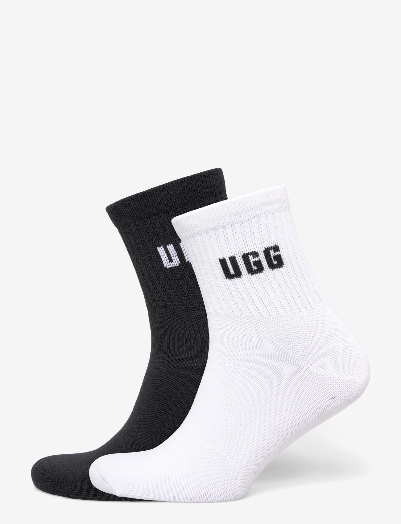 UGG - Quinlin Logo Quarter 2 Pack - venjulegir sokkar - white / black - 0