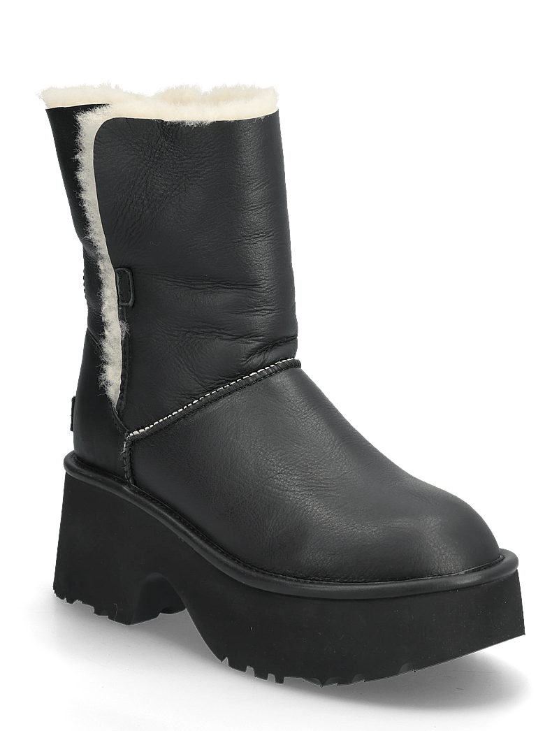 UGG - W New Heights Cuff LTHR - stövletter - black - 0