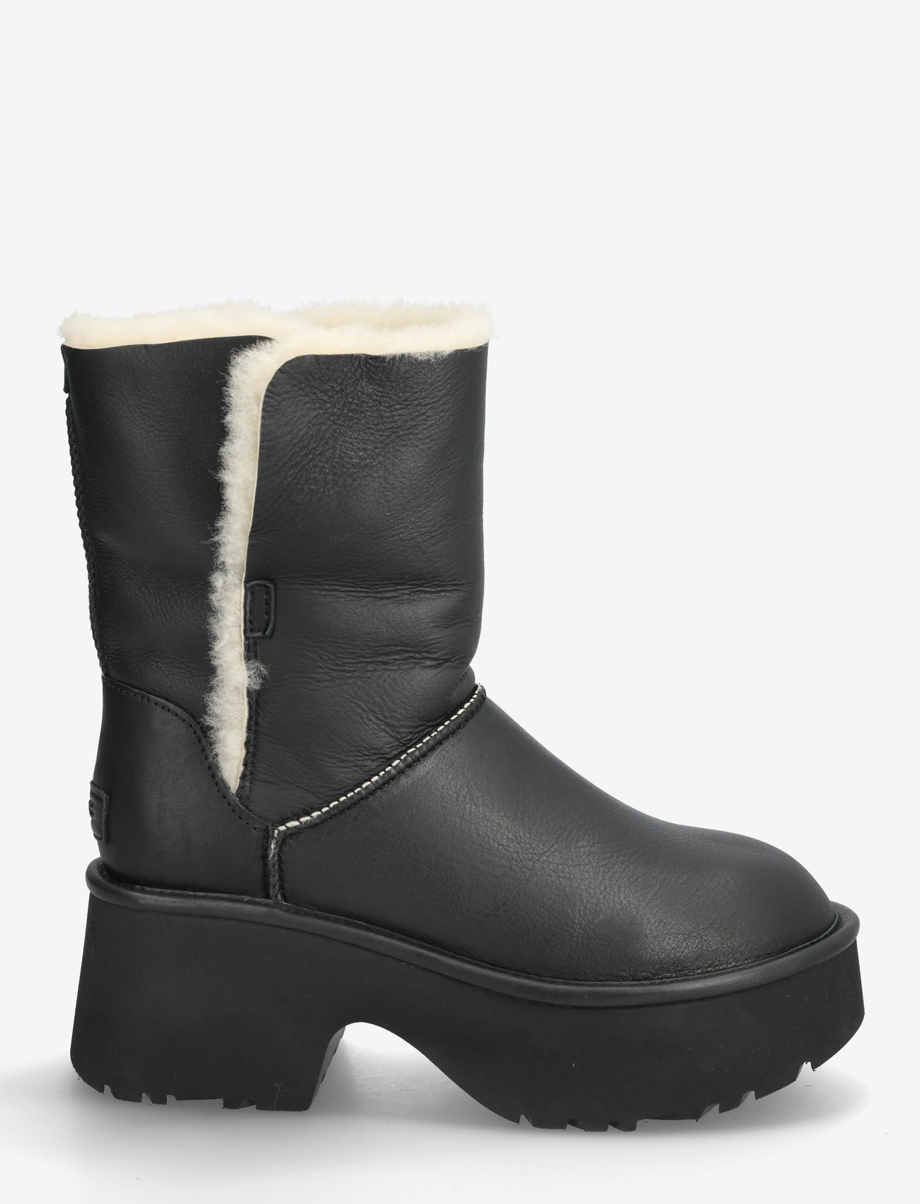 UGG - W New Heights Cuff LTHR - stövletter - black - 1
