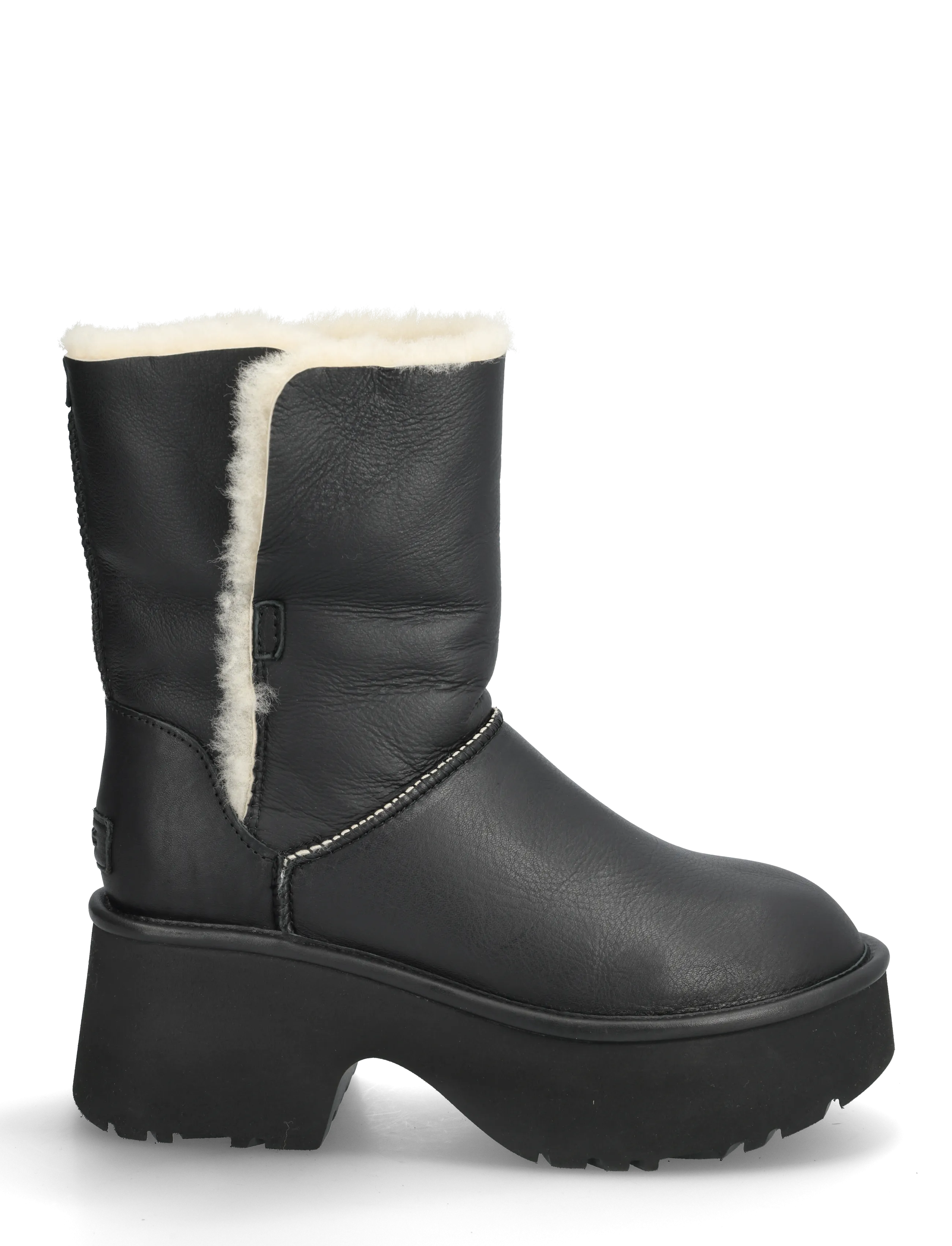 UGG - W New Heights Cuff LTHR - ankelboots med hæl - black - 1