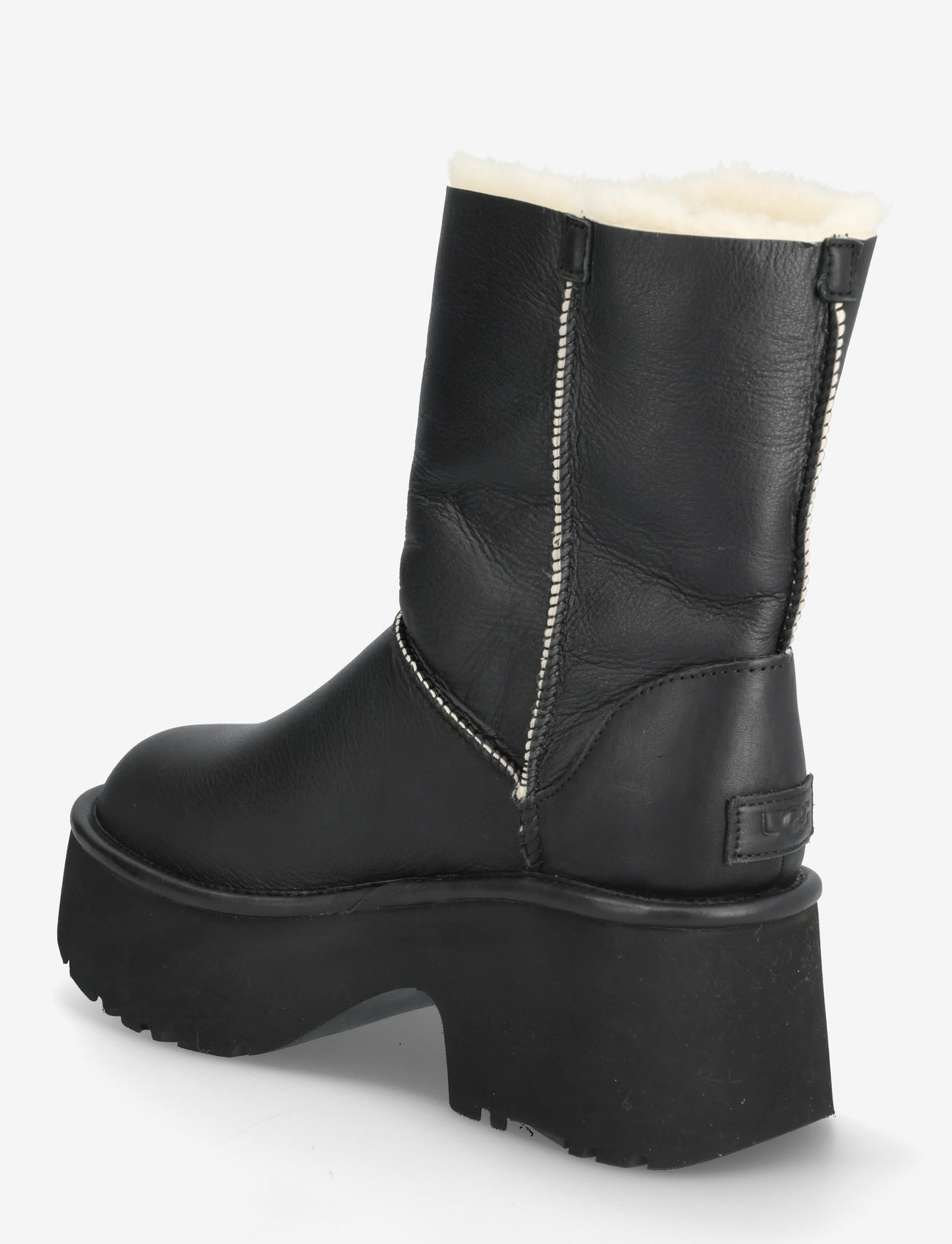 UGG - W New Heights Cuff LTHR - stövletter - black - 2