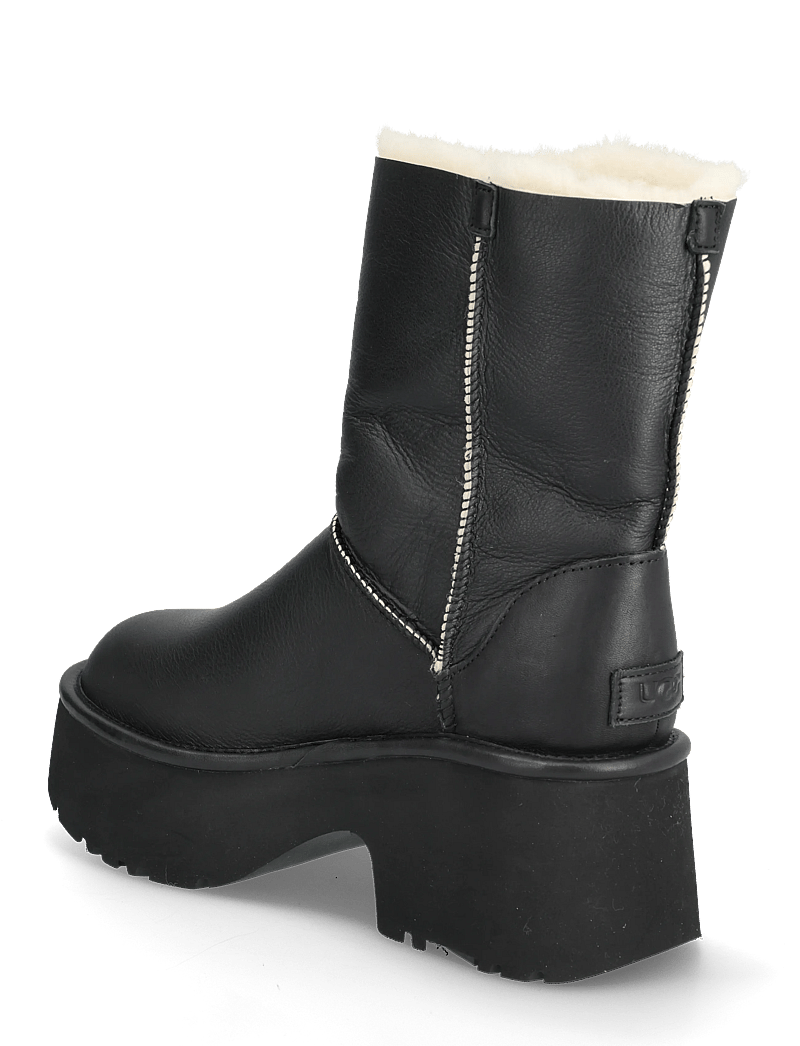 UGG - W New Heights Cuff LTHR - stövletter - black - 2