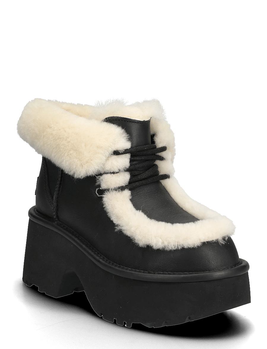 UGG - W New Heights Lace Up LTHR - reimuð stígvél - black - 0