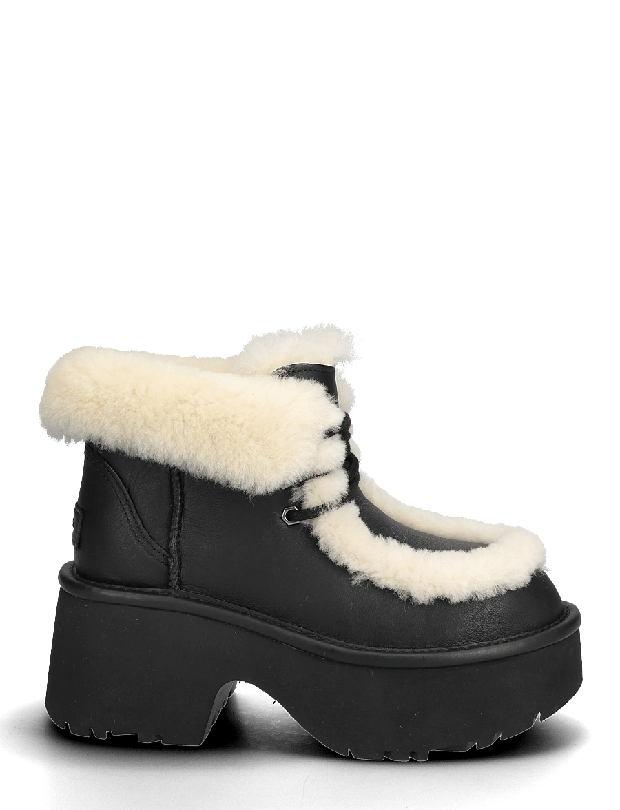 UGG - W New Heights Lace Up LTHR - reimuð stígvél - black - 1
