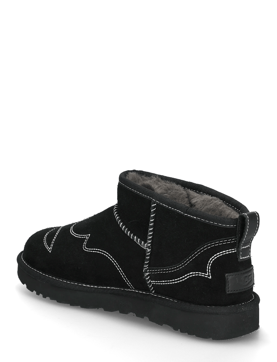 UGG - W Classic Ultra Mini Western - teddy boots - black - 1