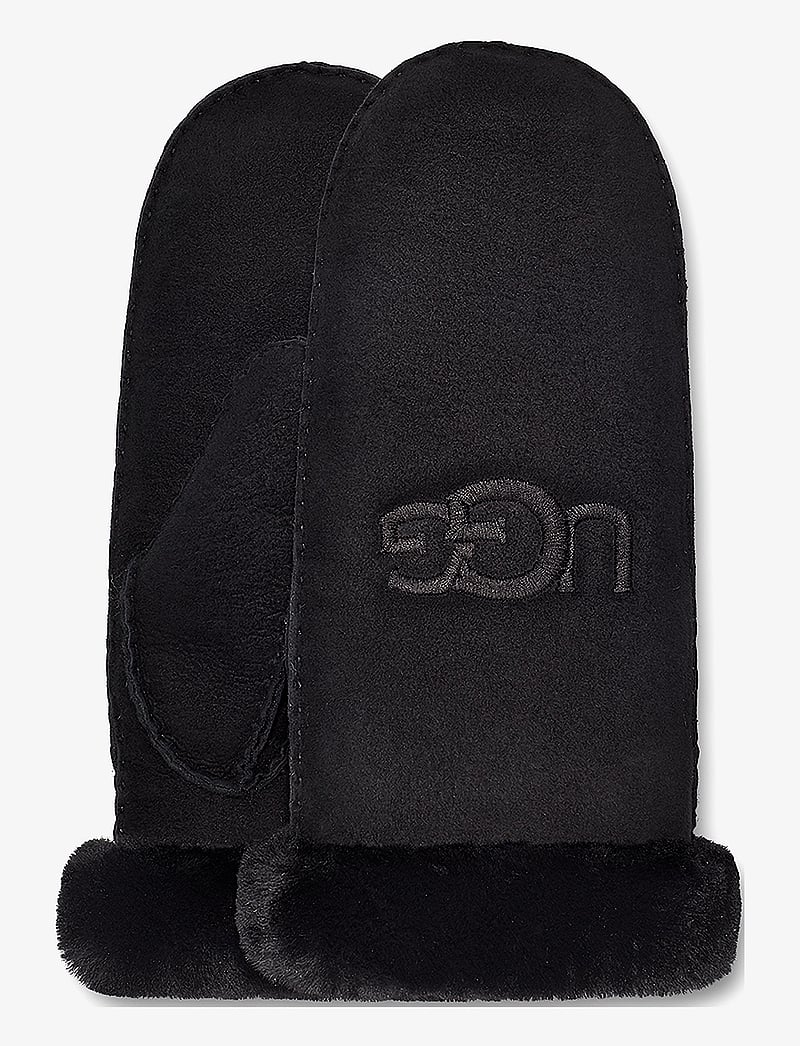 UGG - Sheepskin Embroider Mitten - tumvantar - black - 0