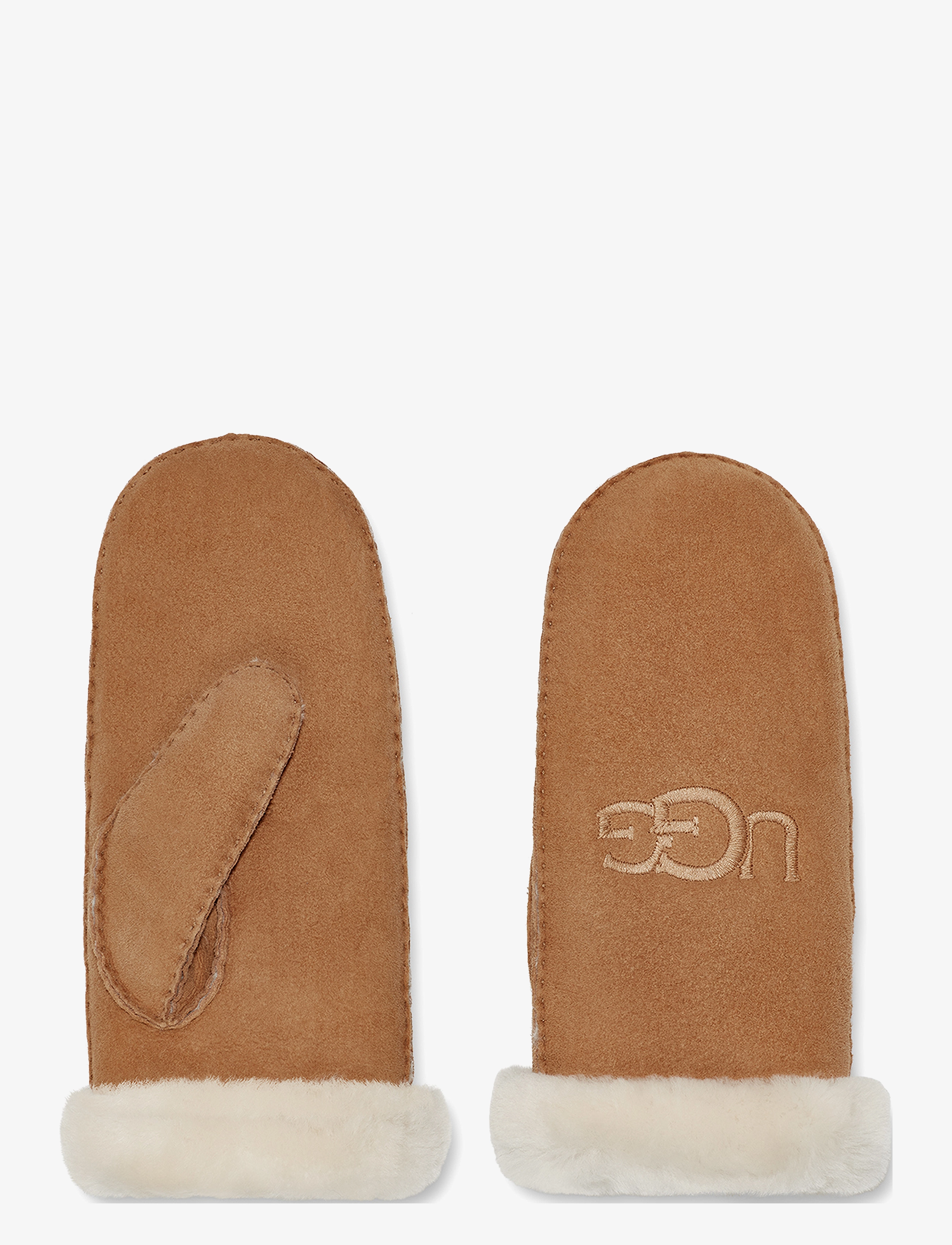 UGG Sheepskin Embroider Mitten, L/XL, Brown, Handsker > Tommelfingerhandsker, Dame