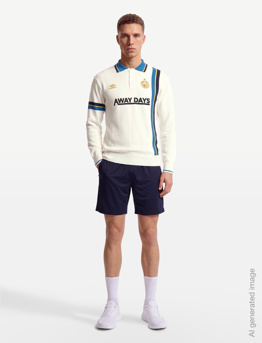 Umbro - Ls Knitted Football Polo - pikéer - white - 0