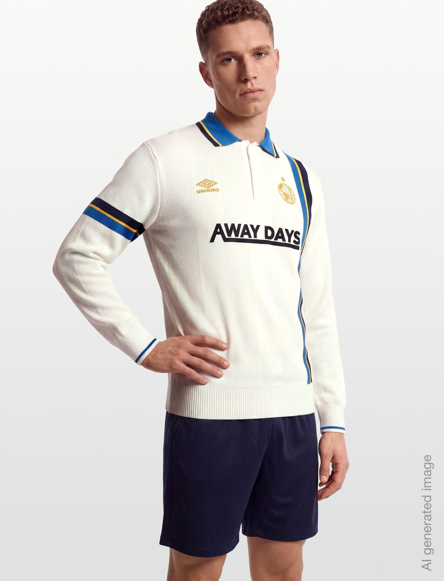 Umbro - Ls Knitted Football Polo - pikéer - white - 3