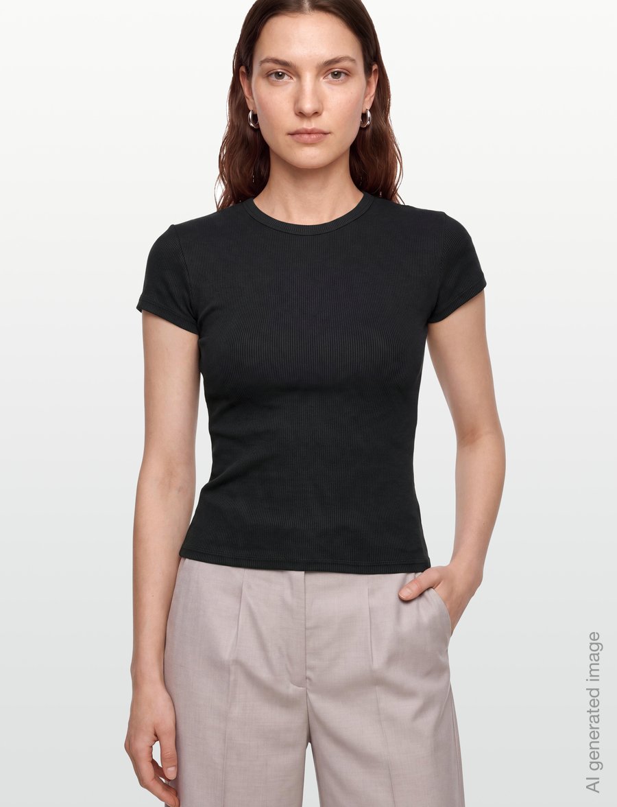 CDLP - LYOCELL RIB T-SHIRT - OFF BLACK - overdele - off black - 3