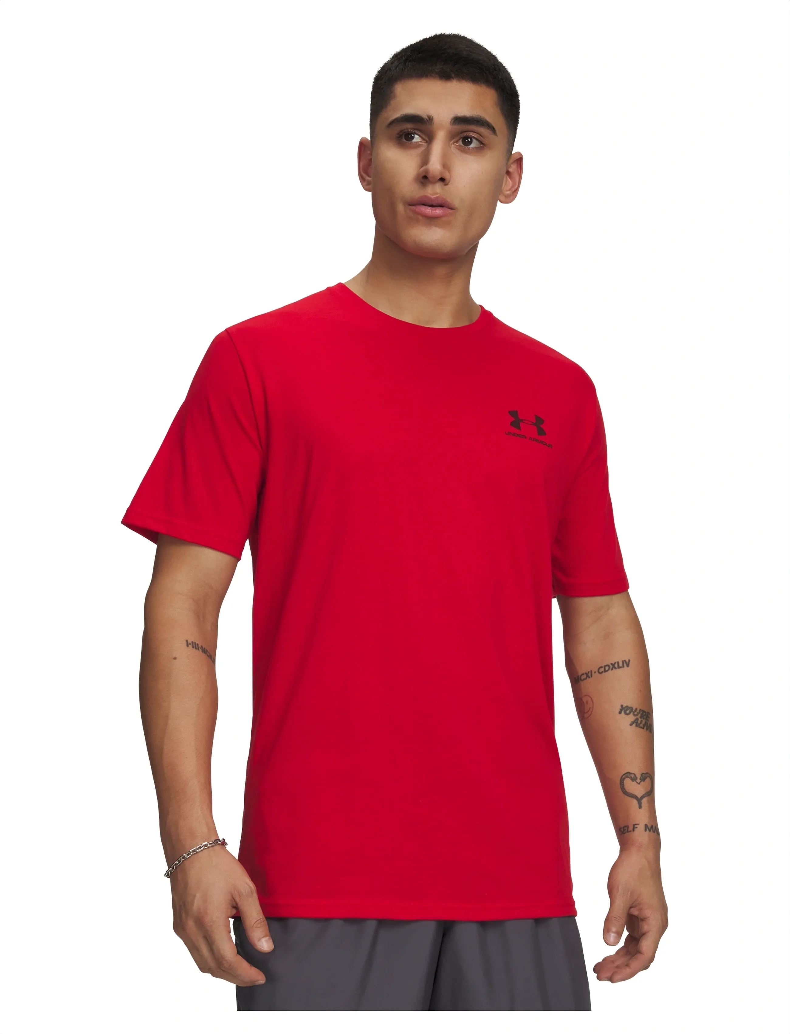 Under Armour UA M SPORTSTYLE LC SS - Marškinėliai - RED / red