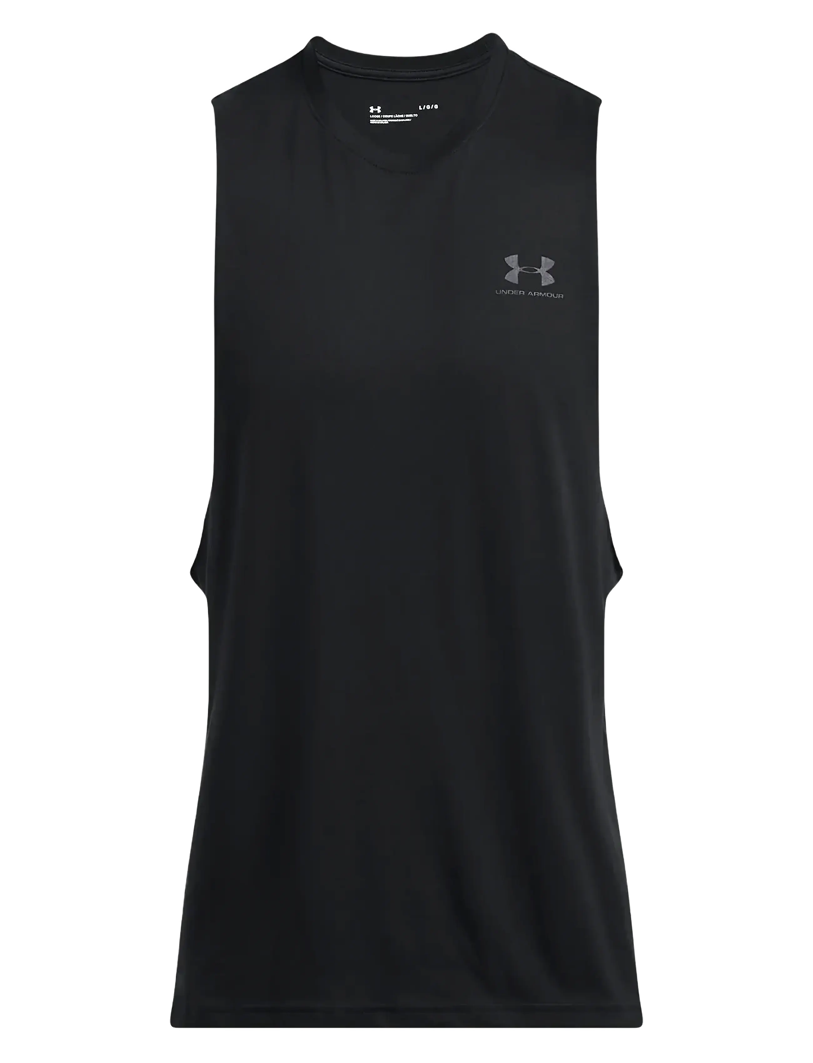 Under Armour UA LEFT CHEST CUT OFF TANK - Õlapaeltega pluusid - BLACK / black