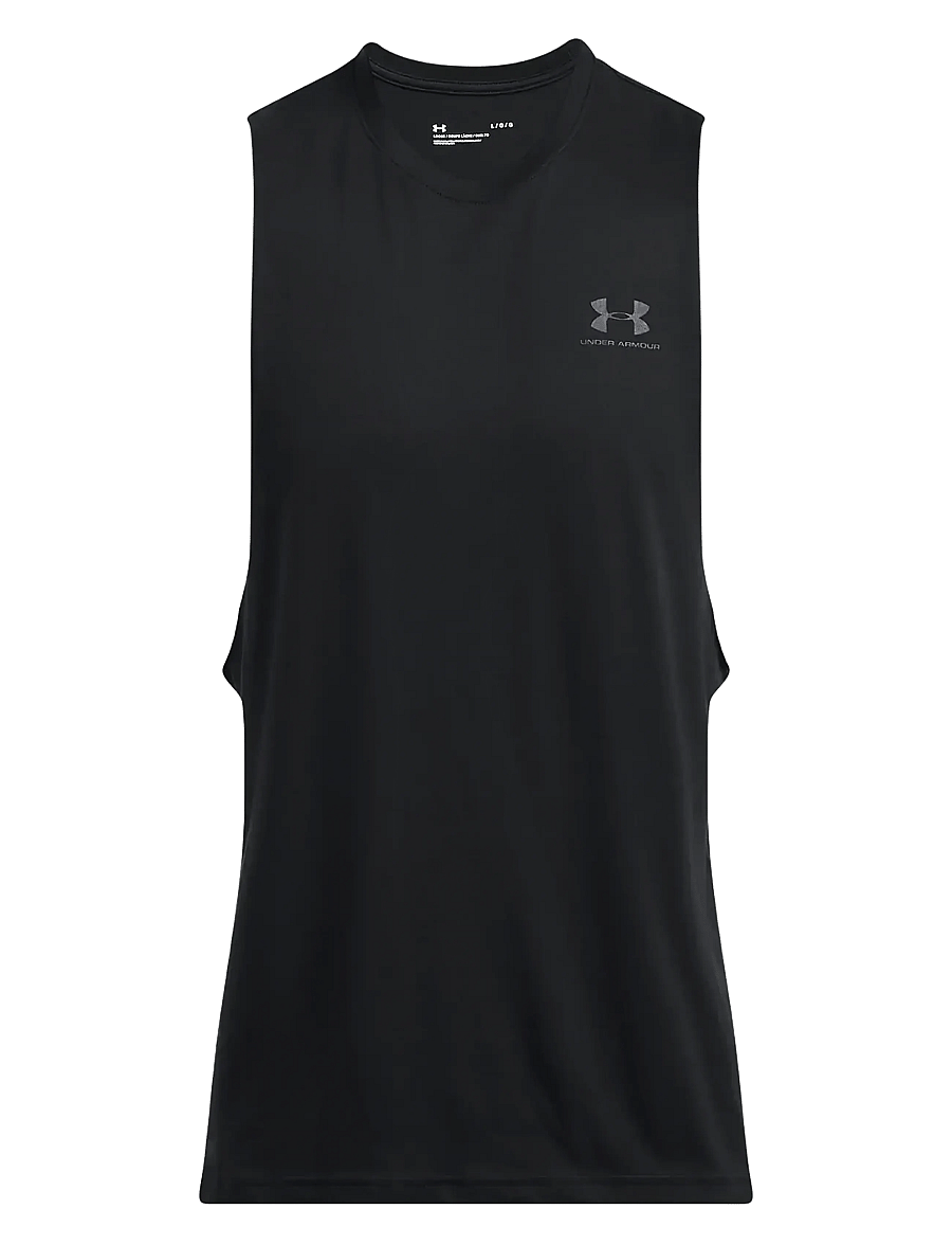 Under Armour - UA LEFT CHEST CUT OFF TANK - tank tops - black - 1